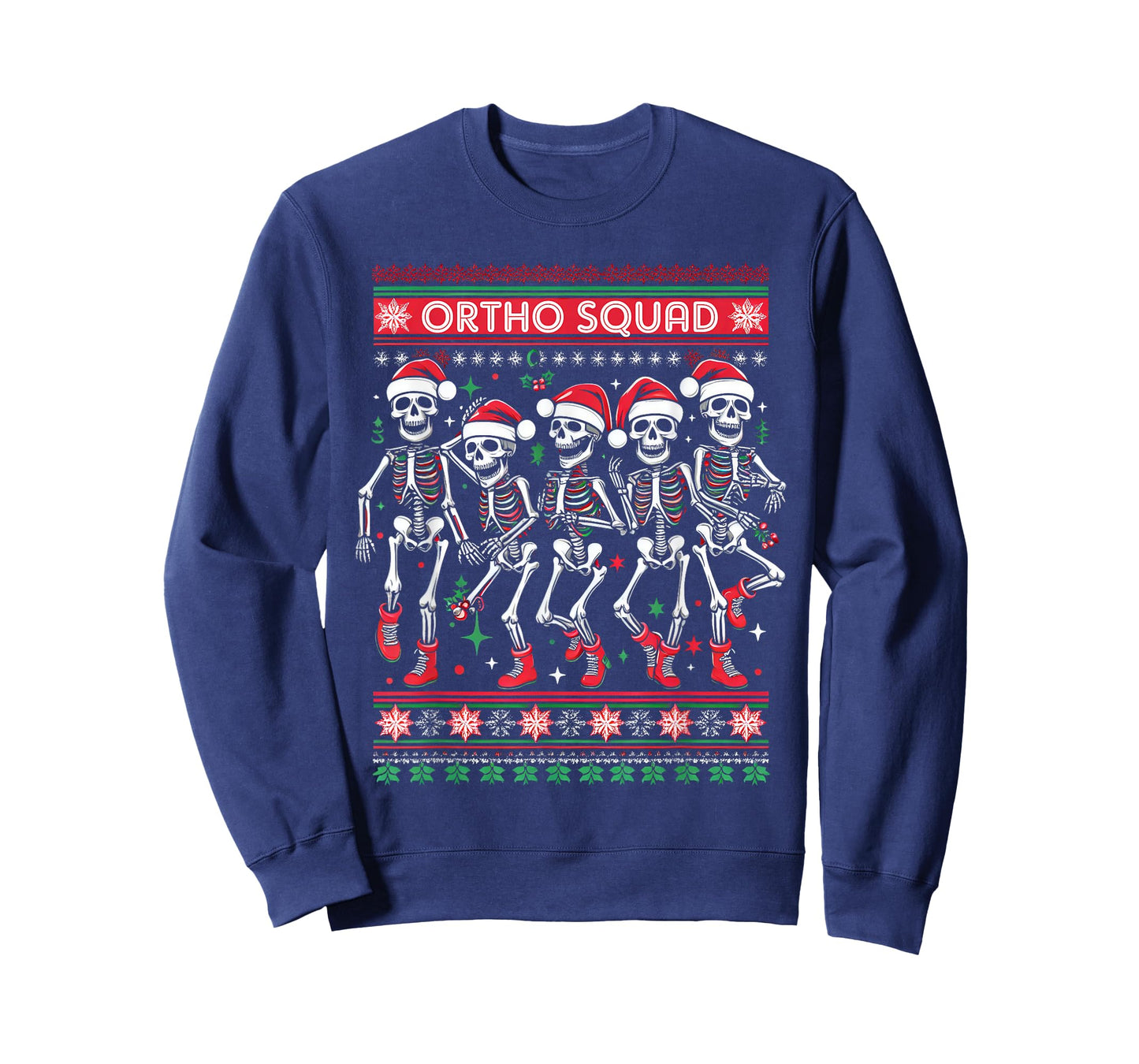 Funny Ortho Squad Christmas Three Santa Skeletons Proud Job T-Shirt