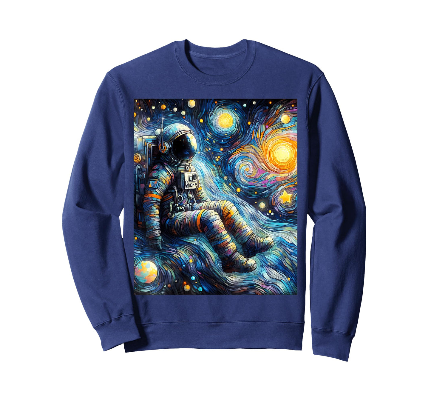 Astronaut Space Planets Starry Night Painting T-Shirt