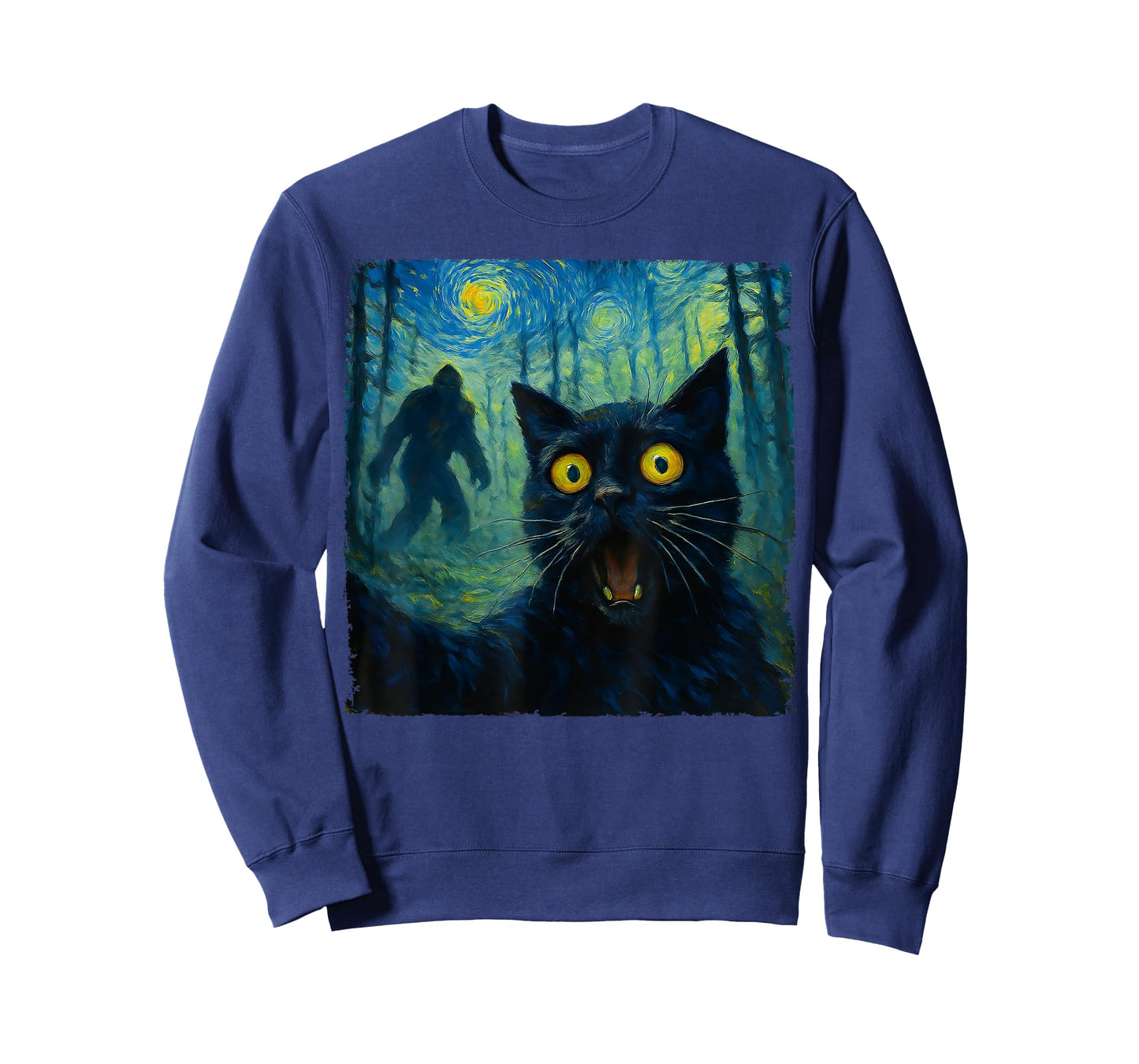 Funny Cat Selfie Bigfoot The Starry Night Cats Lover Cute T-Shirt