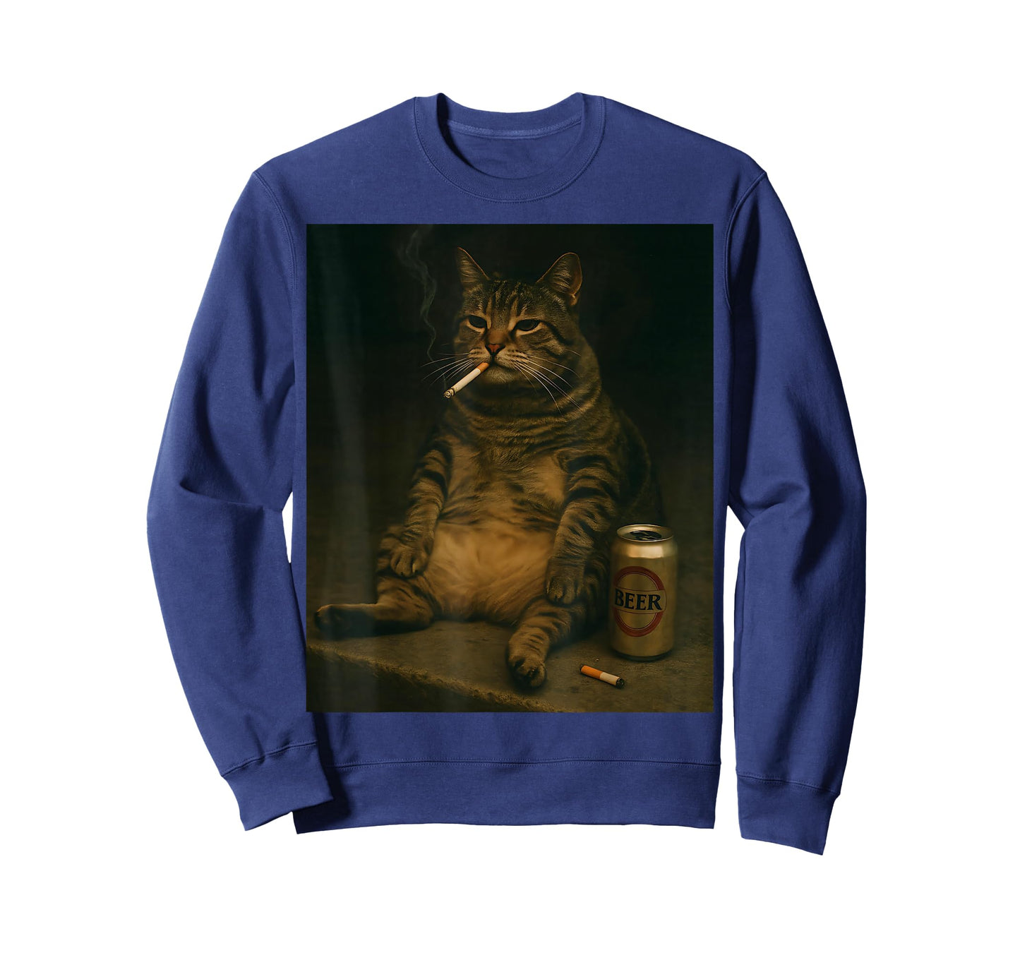 Cigarette Cat Funny Smoking Kitten Beer Meme Stupid Brainrot T-Shirt