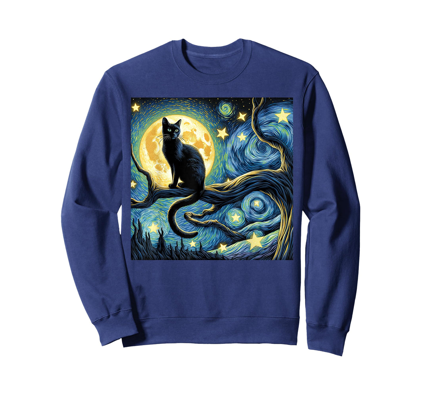 Cat Starry Night Van Gogh Cat Art Funny T-Shirt