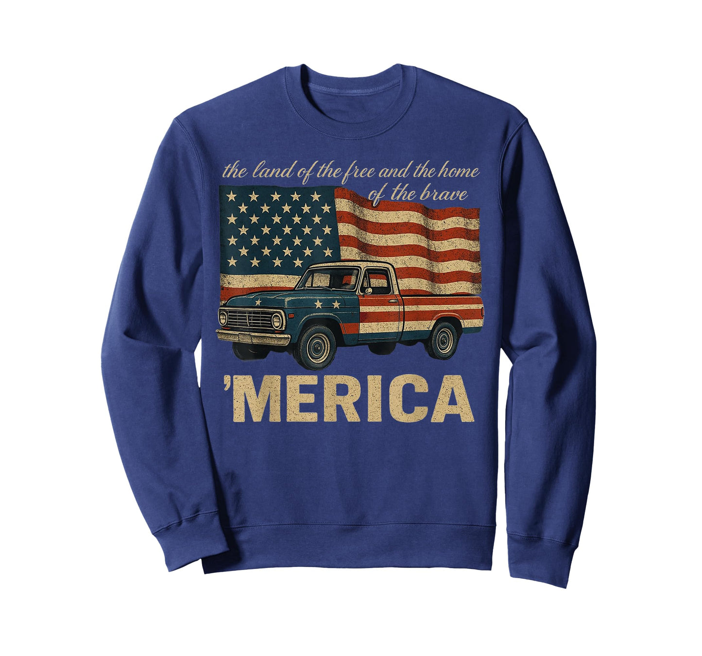 Vintage Classic Truck Merica American Flag USA 4th of July T-Shirt