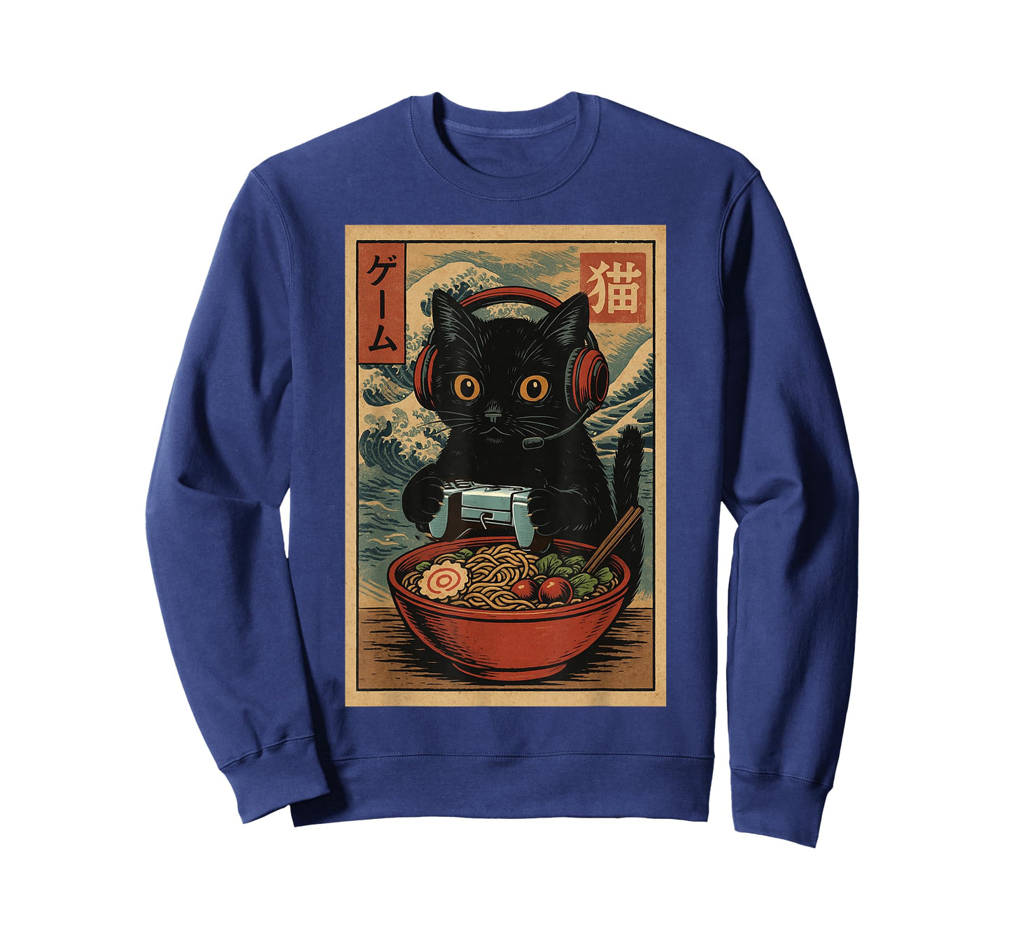 Cute Kawaii Gamer Cat Funny Ramen Retro Japanese Cat Gaming T-Shirt