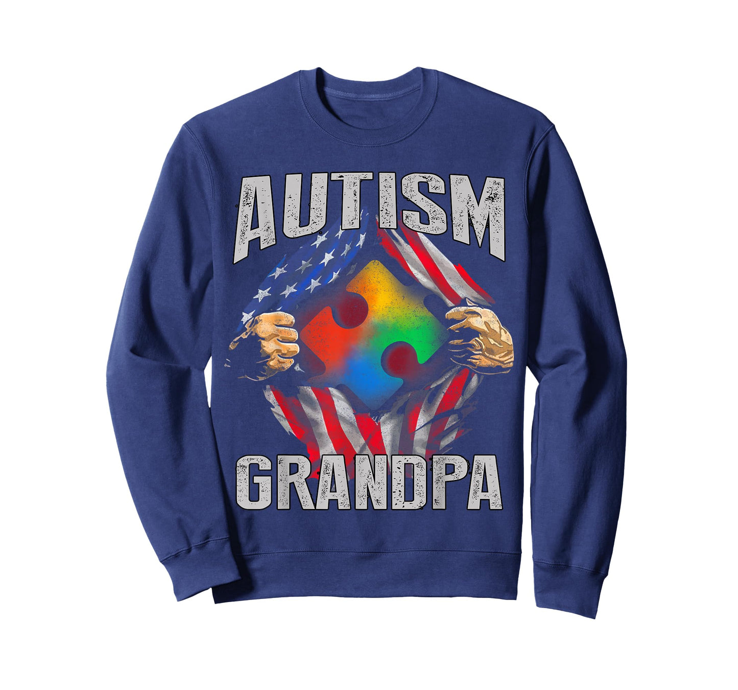 Autism Grandpa American Flag Autism Awareness T-Shirt T-Shirt
