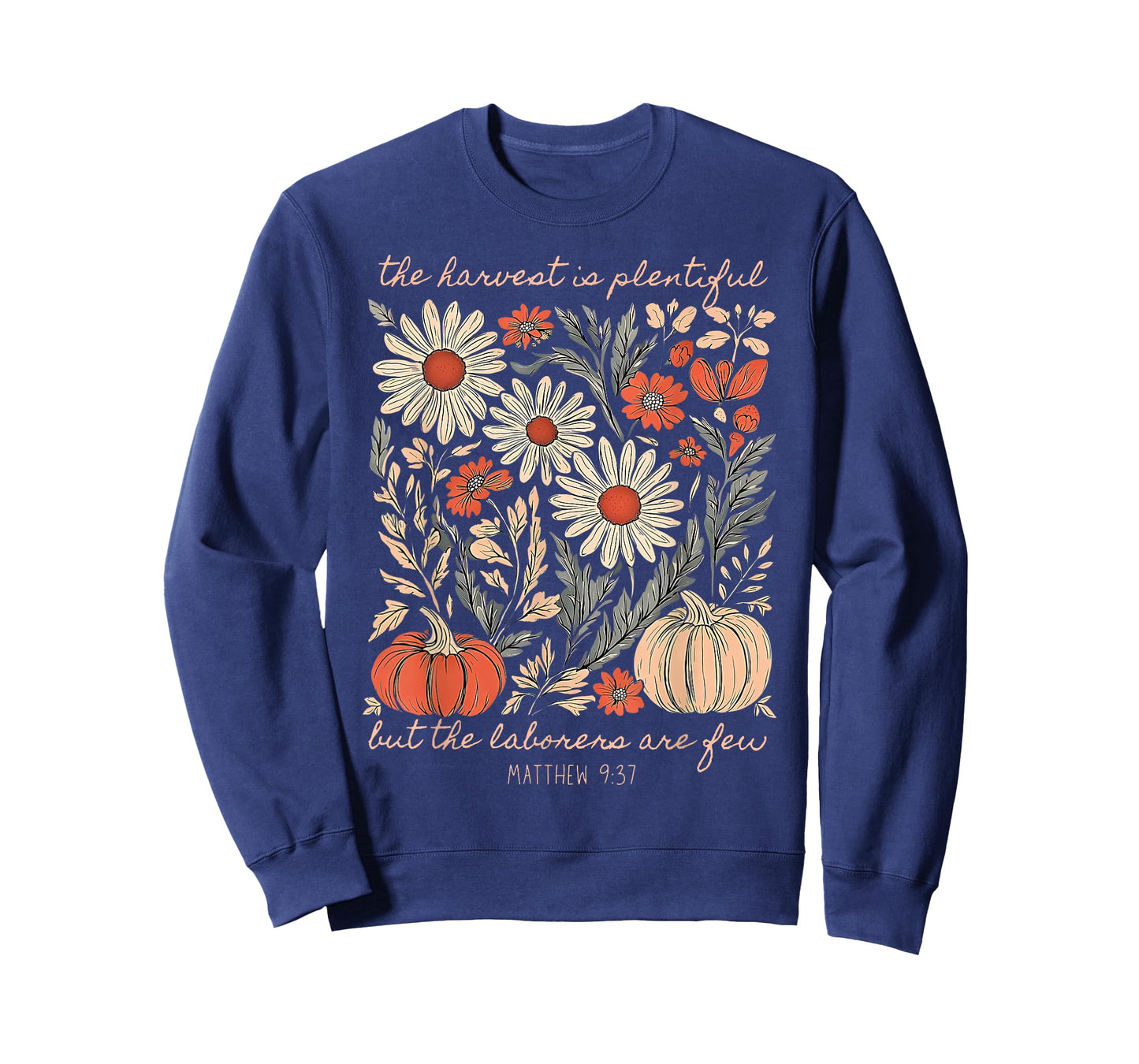 Autumn Floral Pumpkins Christian The Harvest is Plentiful T-Shirt
