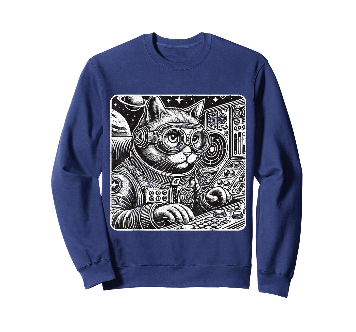 Cyberpunk Cat Shirt Vintage Outer Space Astronaut Cat Lover Men Women Girls Kids T-Shirt
