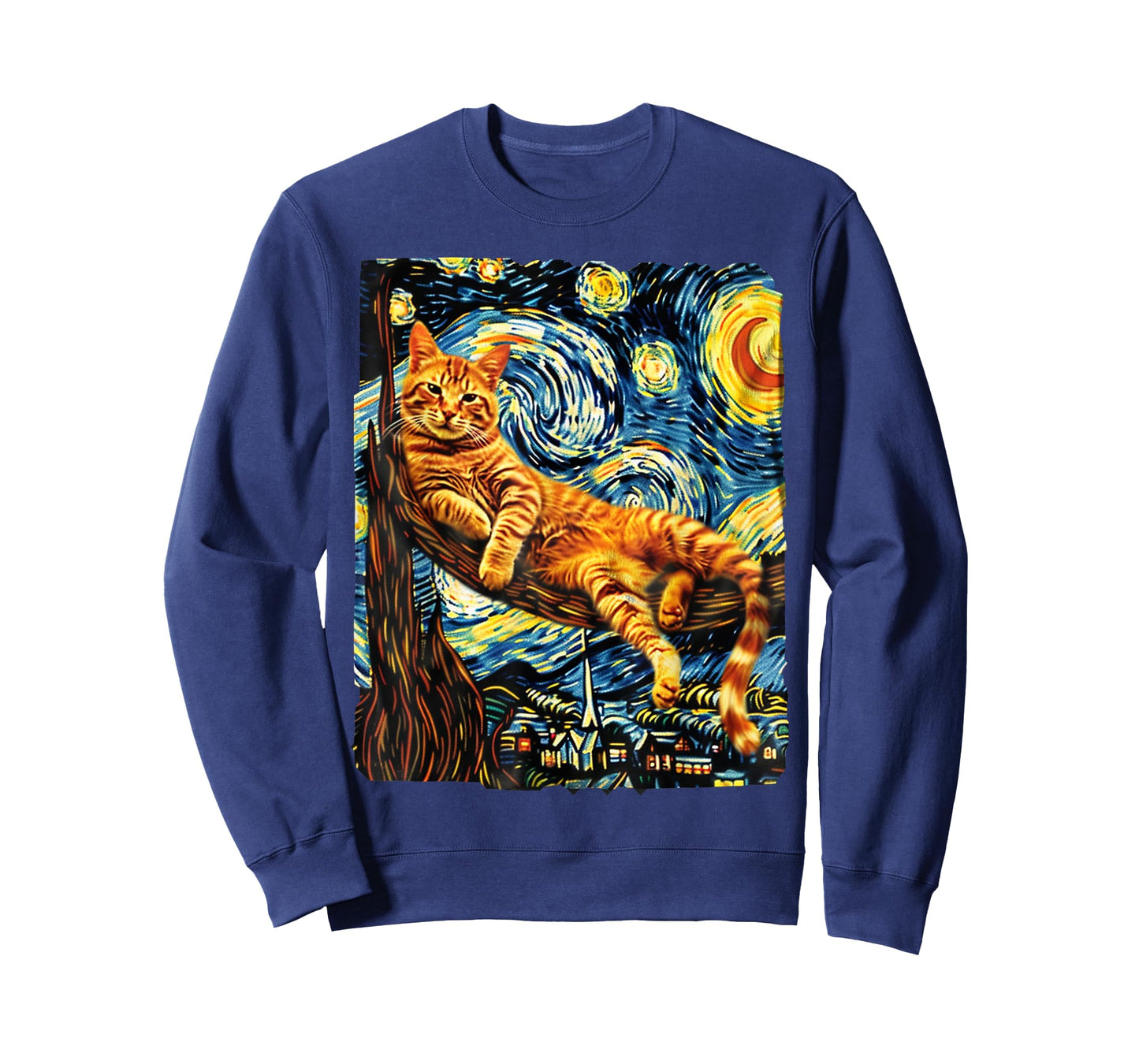 Cat Starry Night Van Gogh Cat For Cat Lover Cat Mom Cat Dad T-Shirt for Men Women Girls Kids
