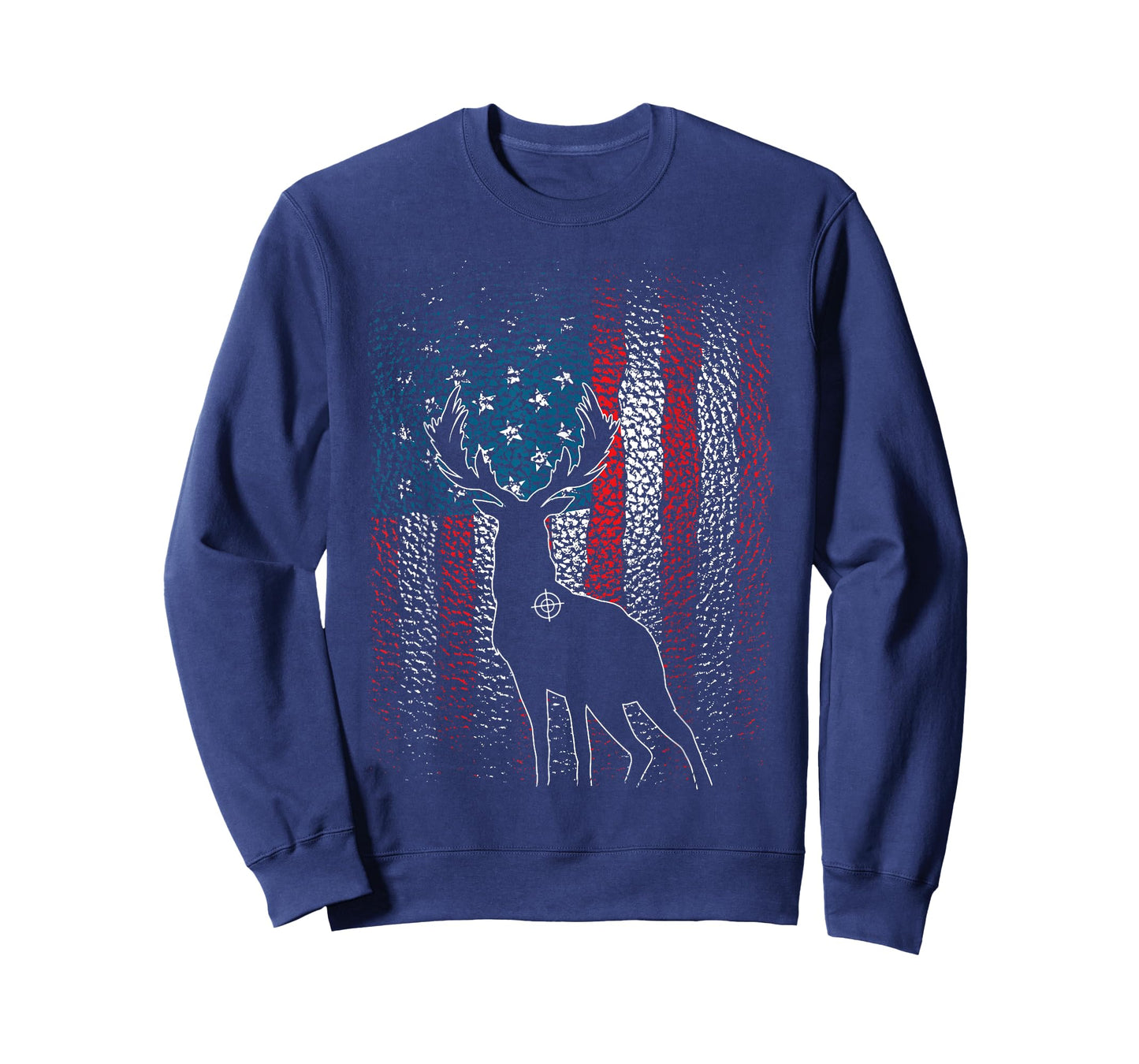 Deer Hunting American Flag Whitetail Buck Antlers Hunter Men T-Shirt