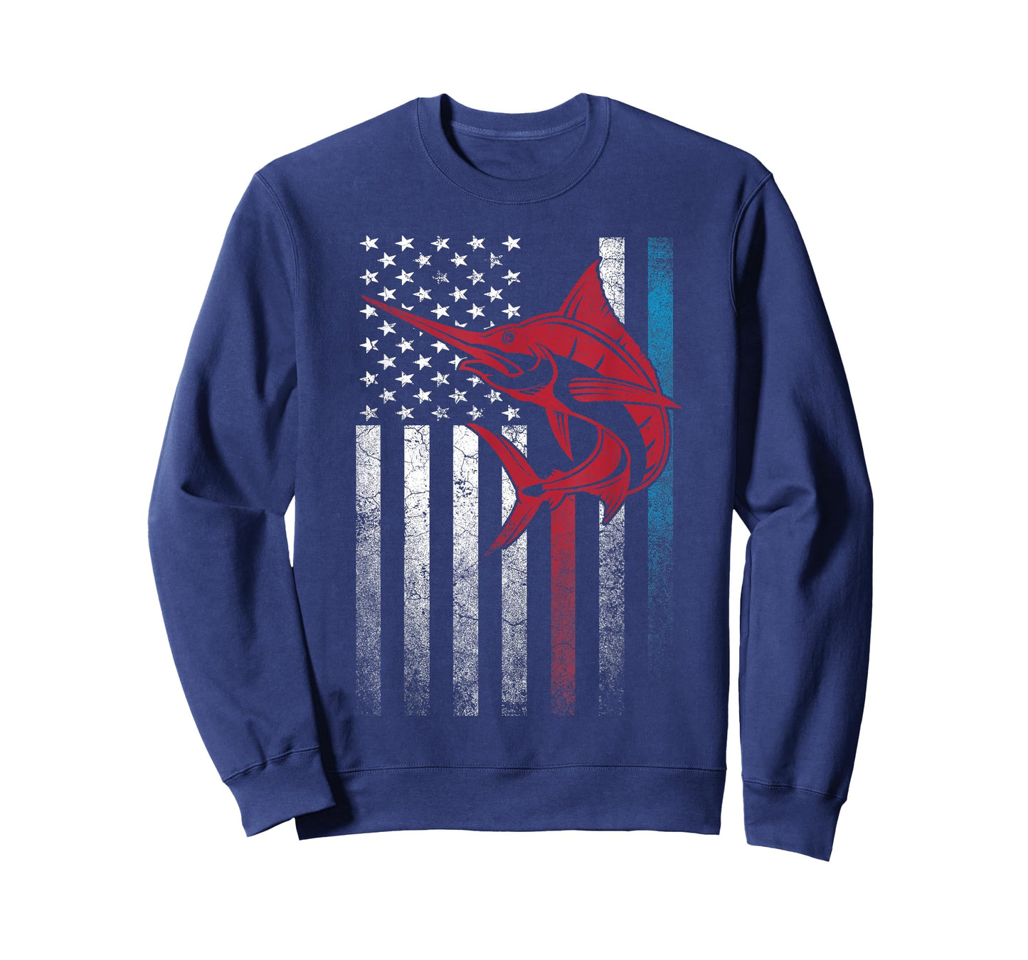 Fishing Marlin Swordfish Fish 4th of July American Flag USA T-Shirt