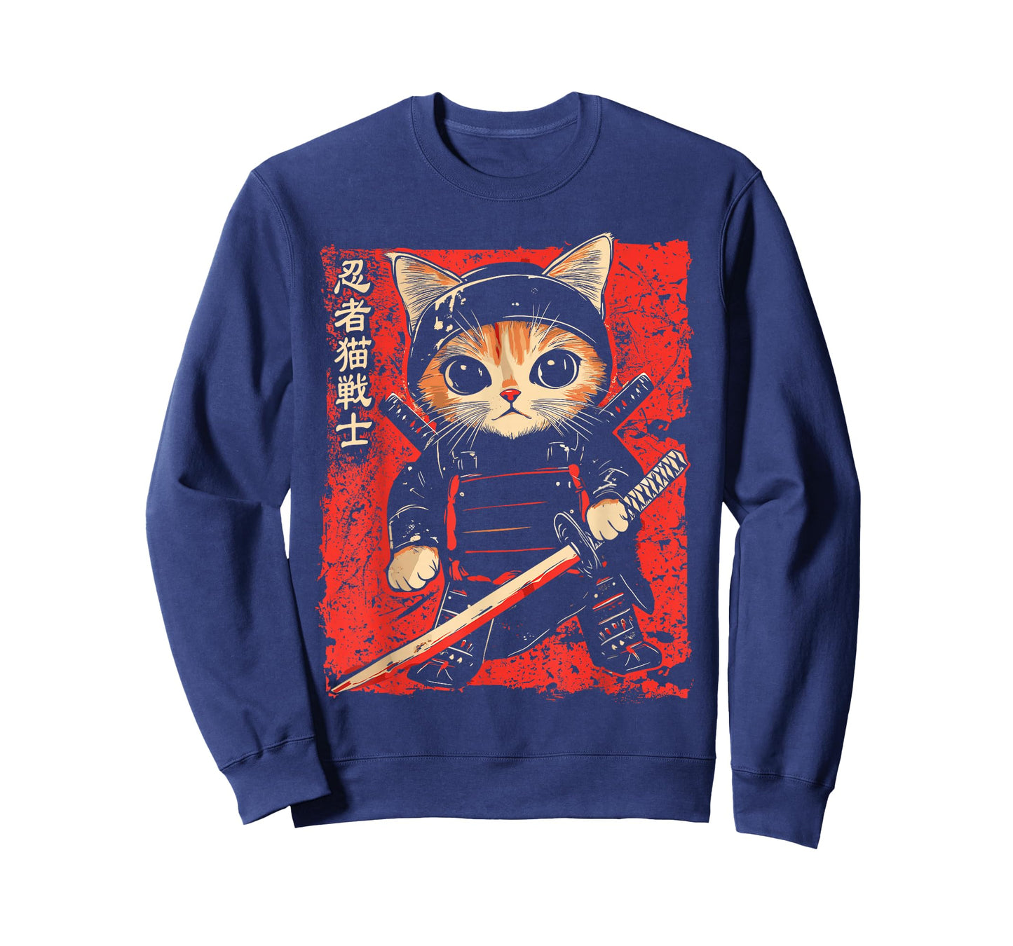 Japanese Samurai Cat Tattoo Kawaii Ninja Cat T-Shirt