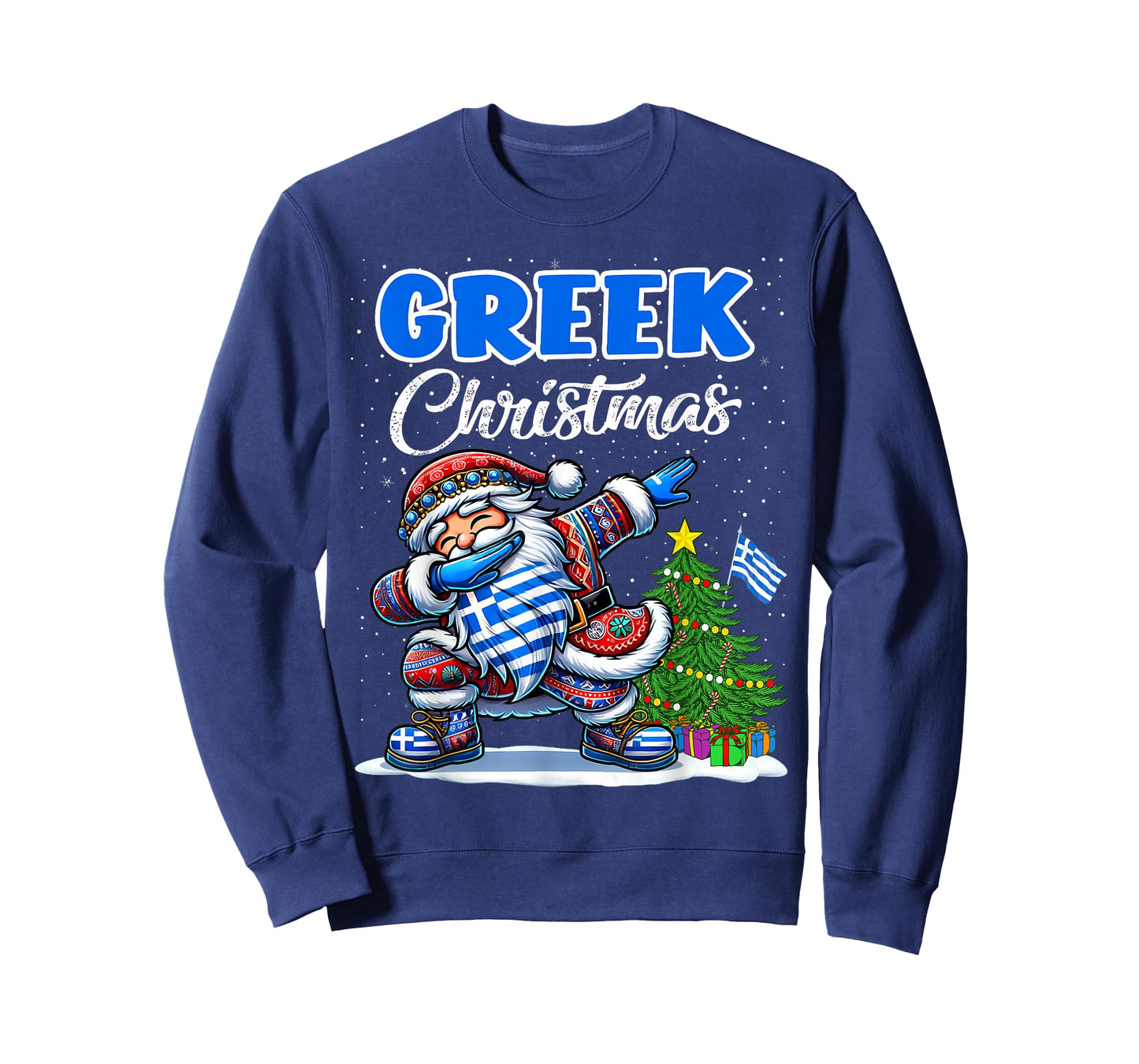 Greece Dabbing Santa Christmas Greece Flag for Kids T-Shirt
