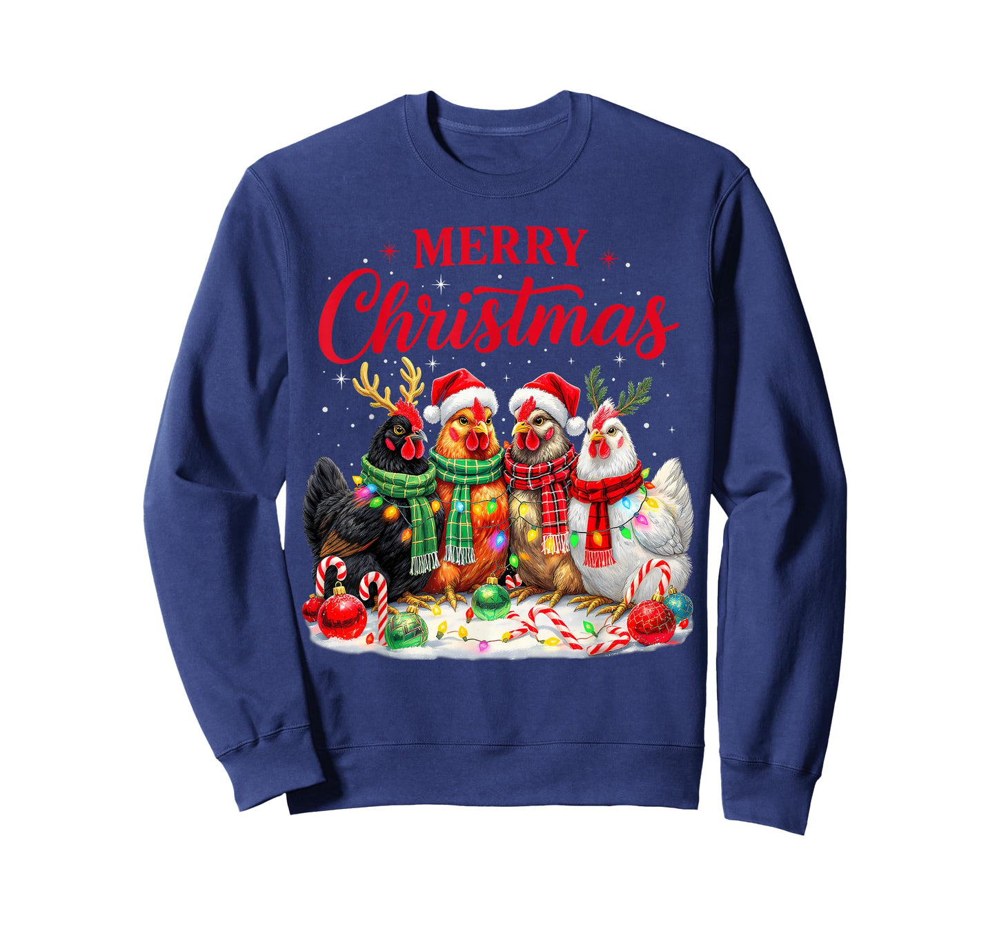 Christmas Chicken Lights Santa Xmas Farm Animal Holiday T-Shirt