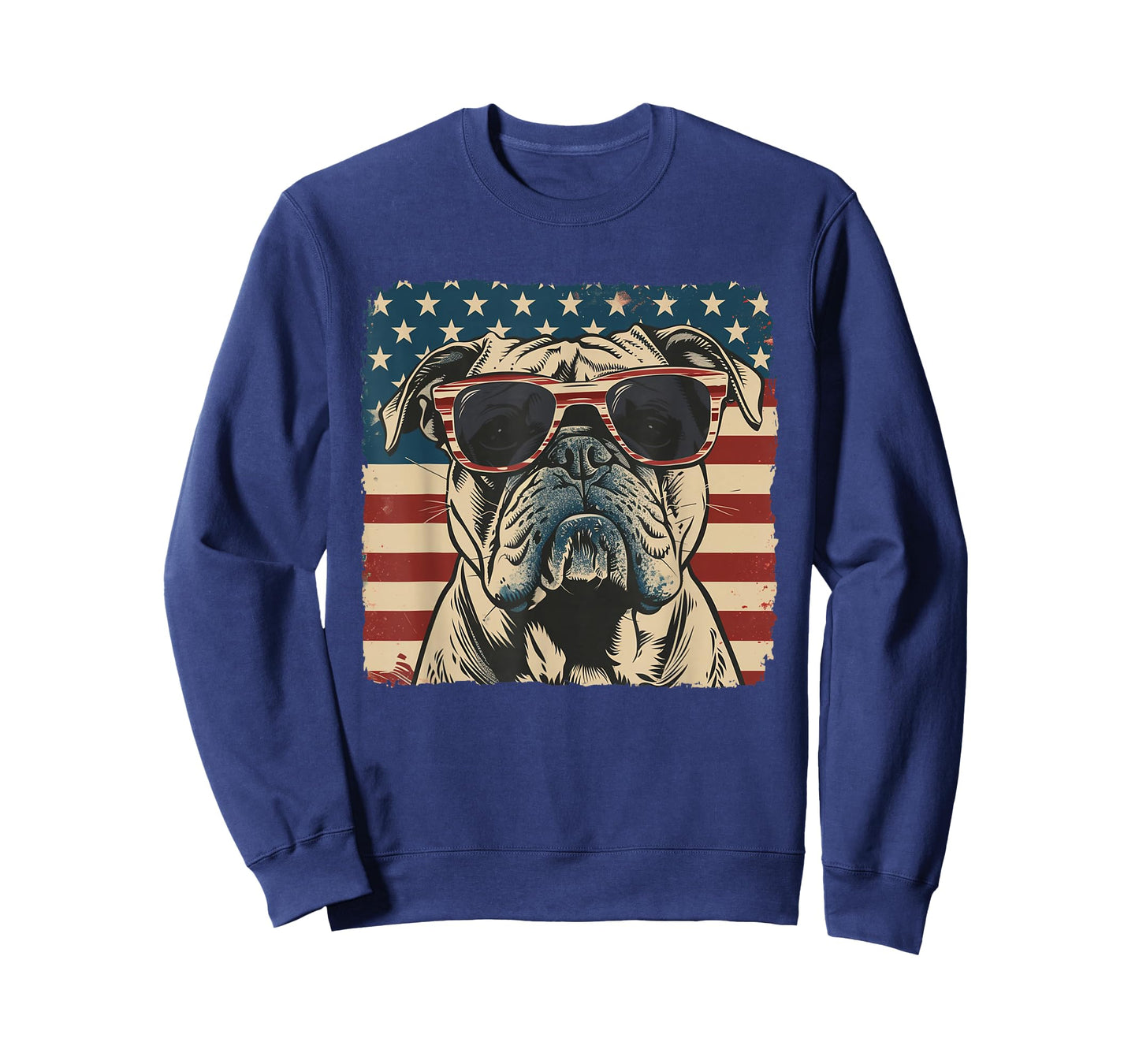Bulldog Pop Art American Star Stripes Shirt July 4th Boy Men T-Shirt