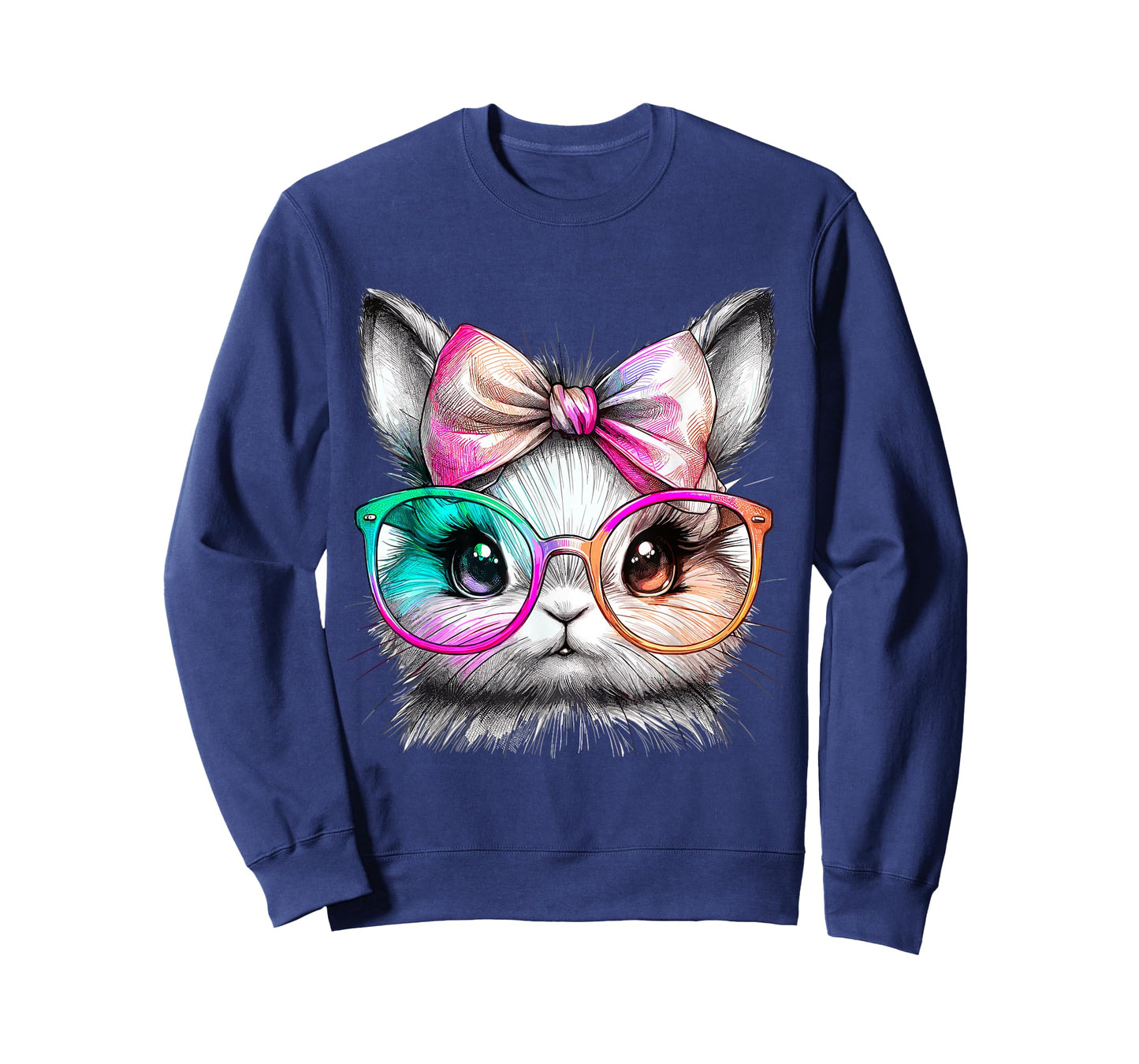 Cute Rabbit with Glasses Tie-Dye Easter Day Bunny T-Shirt