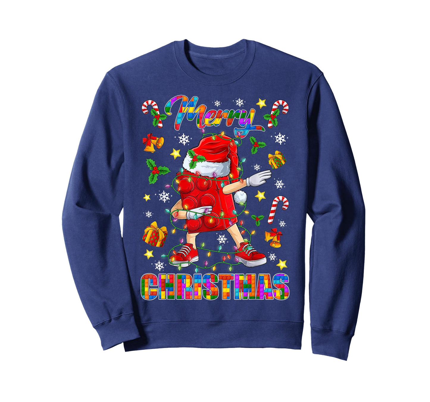 Merry Christmas Dabbing Blocks Building Master Builder Boys T-Shirt
