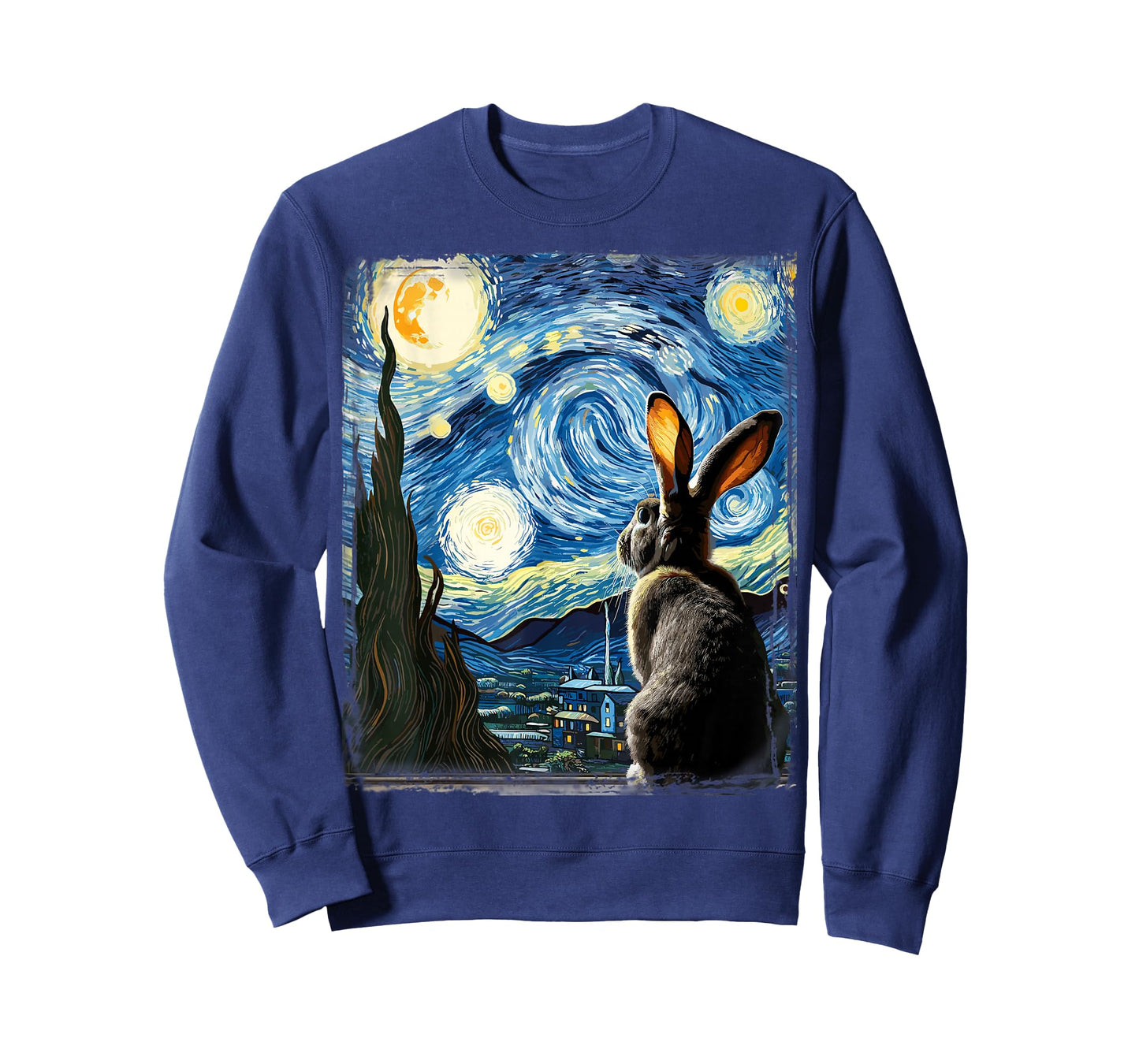 Artistic Rabbit Shirt Van Gogh Style Starry Night Rabbit T-Shirt