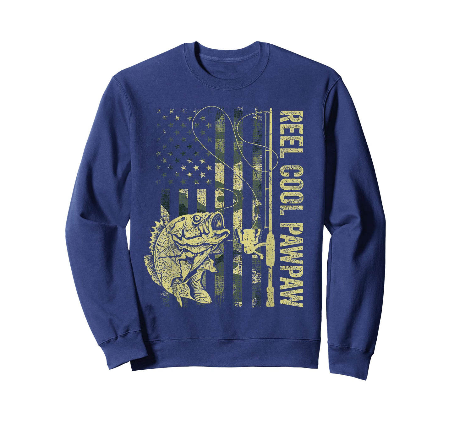 Reel Cool Pawpaw Camouflage American Flag Father's Day Gift T-Shirt for Men