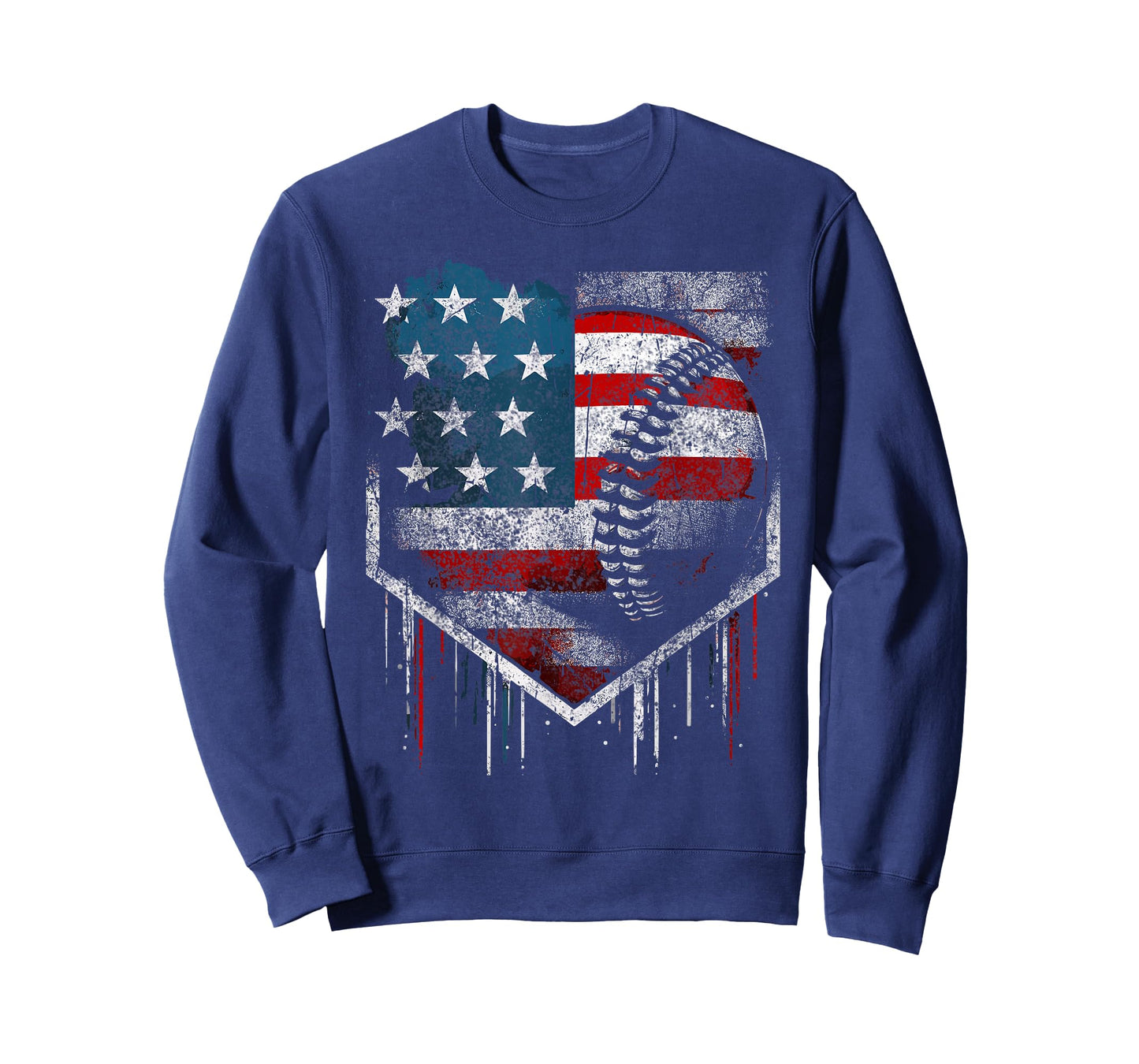 Baseball Dripping Retro American Flag T-Shirt