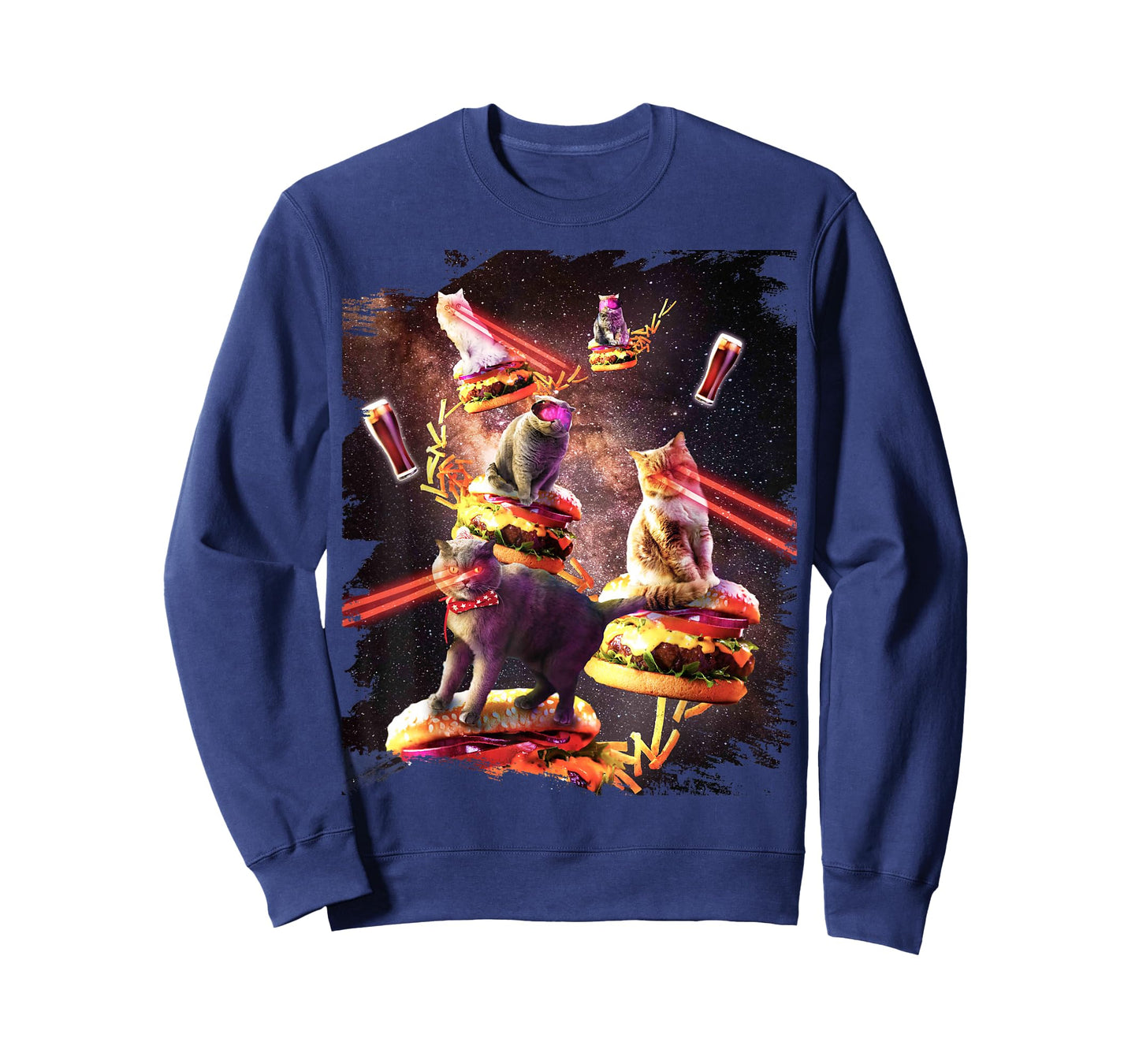 Galaxy Laser Cat On Burger - Space Cheeseburger Cats T-Shirt