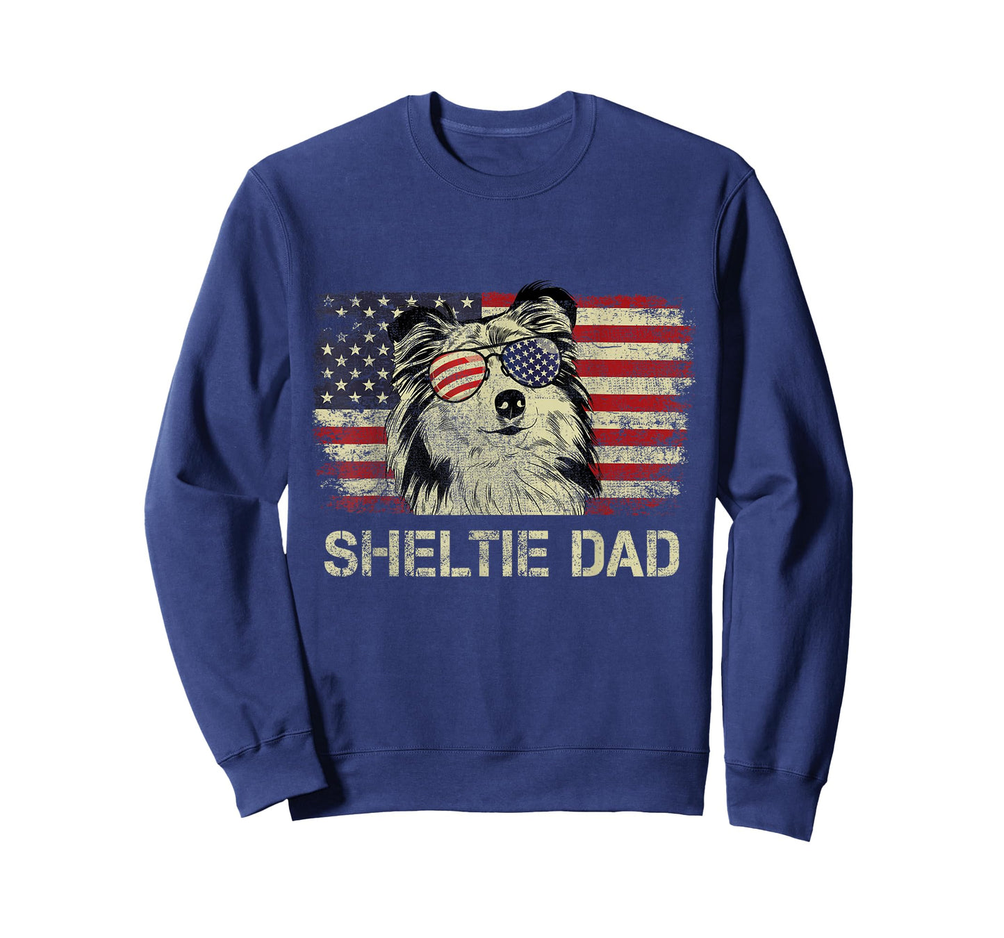 Sheltie Dad Dog Lovers American Flag 4th Of July T-Shirt for Women Men