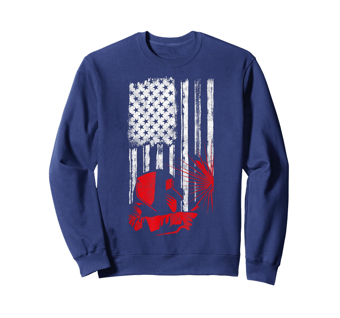 Welder American Flag Welding Gift Usa Distressed Helmet T-Shirt