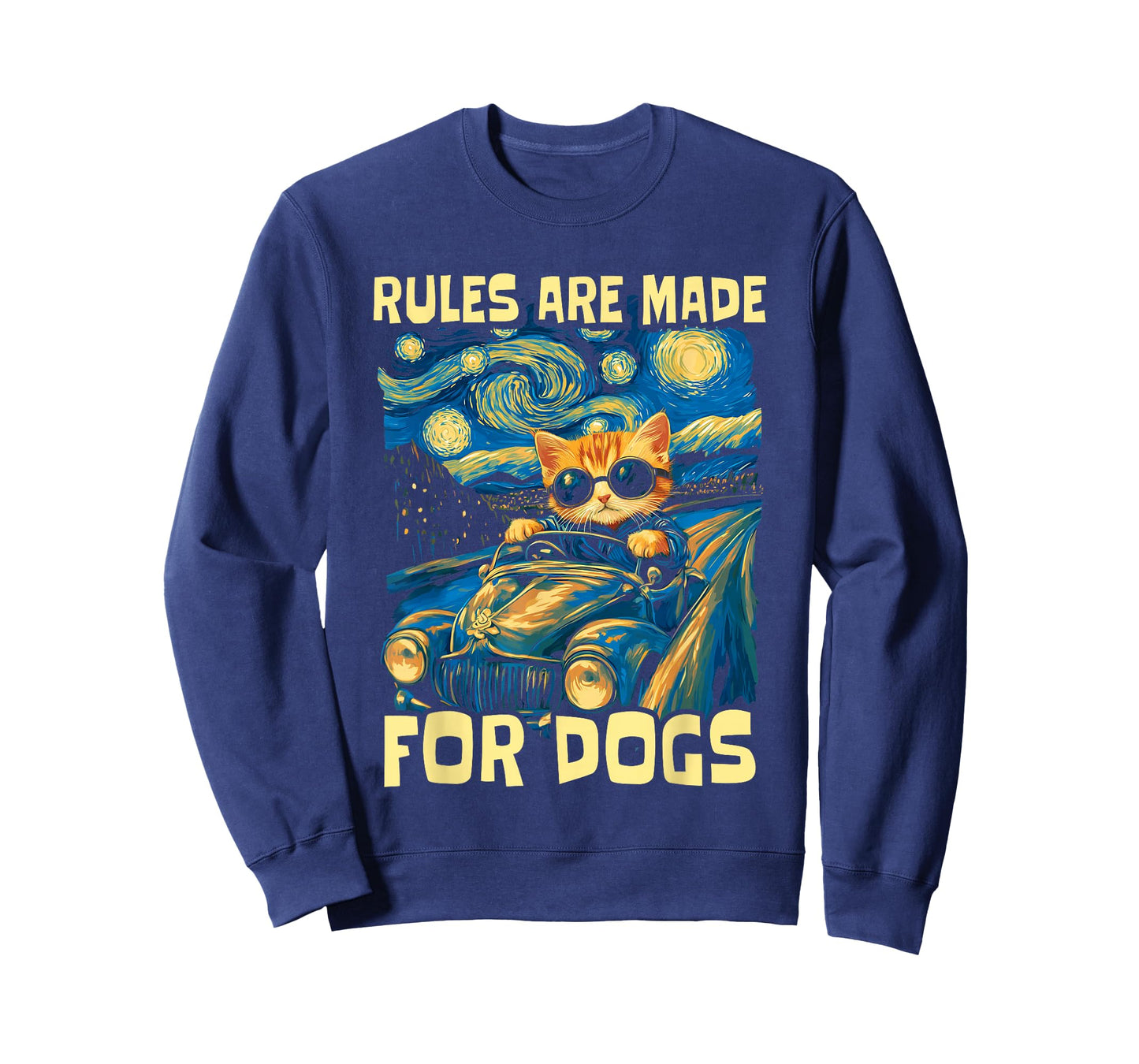 Funny Cat Lover - Rules Are Made for Dogs Driving Cat T-Shirt