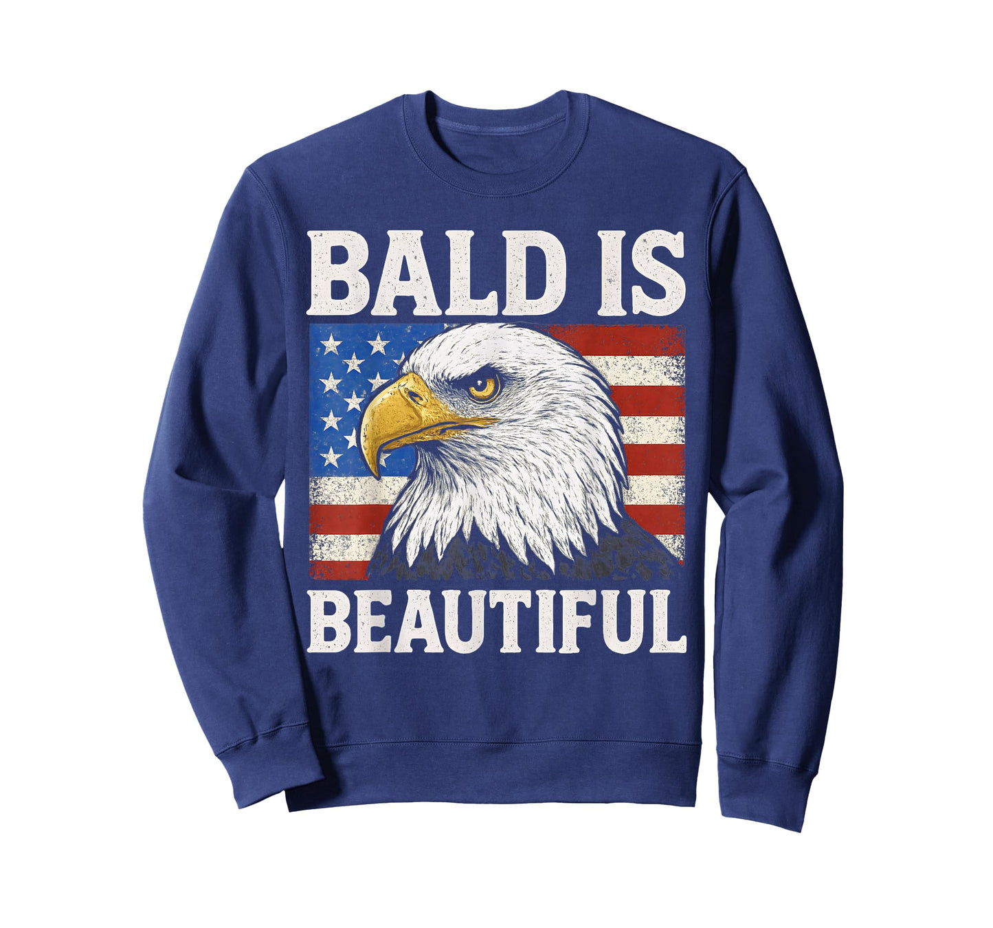 Bald is Beautiful 4th of July American Flag USA Bald Eagle T-Shirt