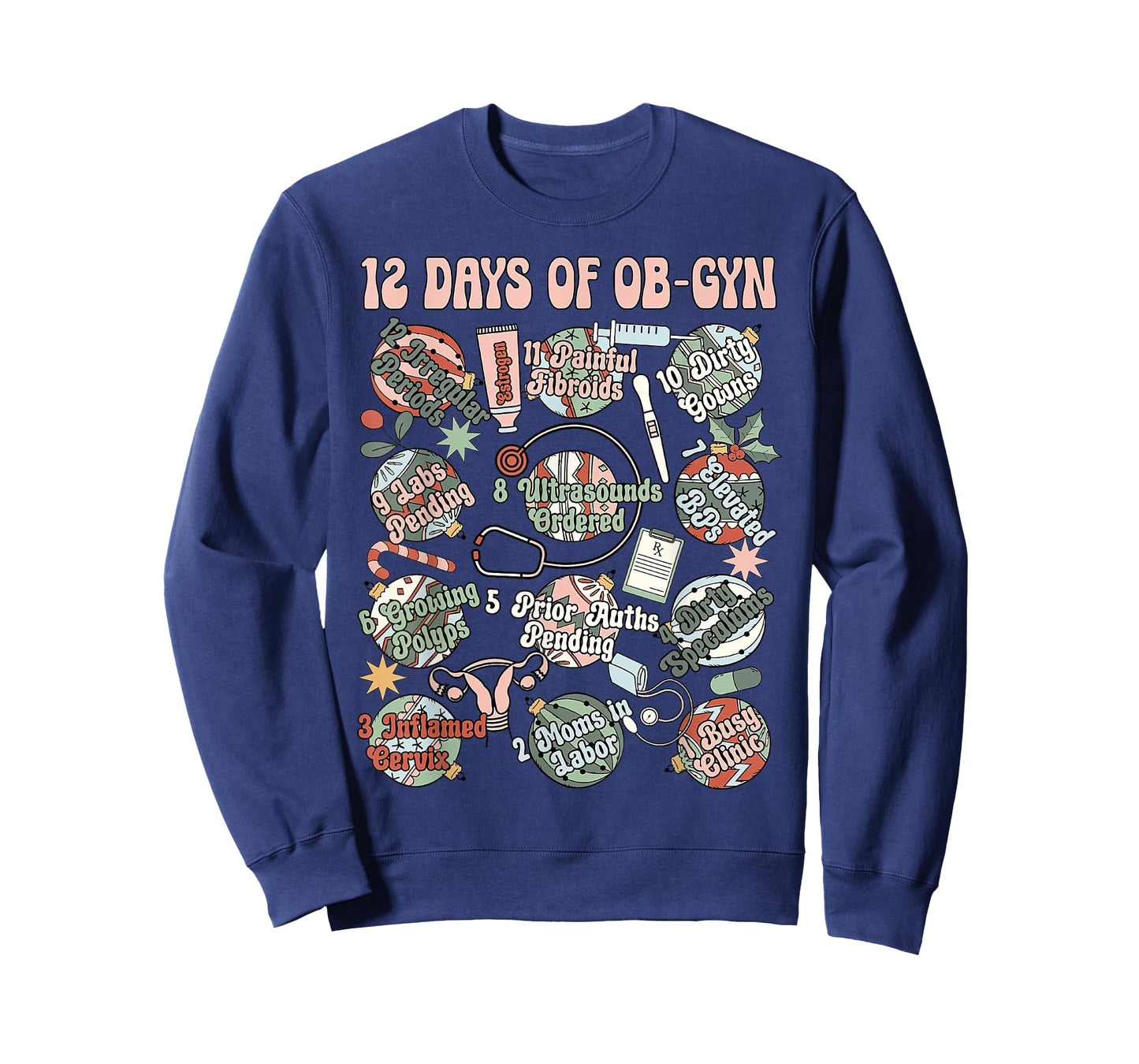 12 Day Of OB-GYN Labor And Delivery OB Nurse Christmas T-Shirt