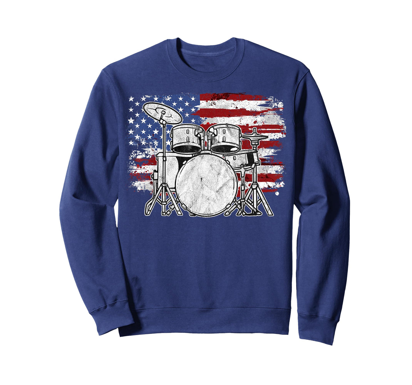 Drummer Drum Set Drums USA Flag American 4th Of July Gift T-Shirt for Women Girls Kids Men