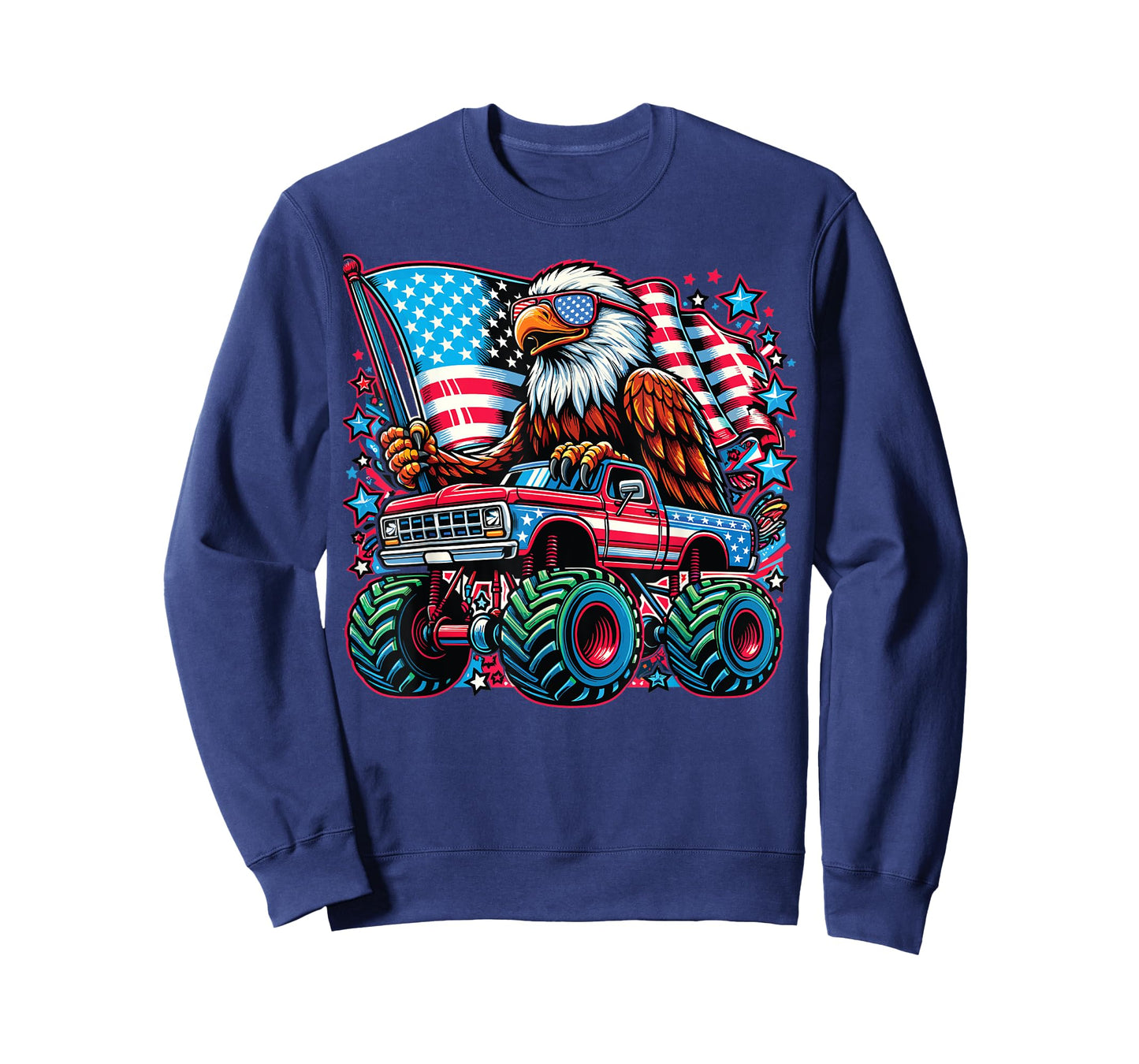 Monster Truck Eagle Flag 4th of July Redneck Party USA T-Shirt