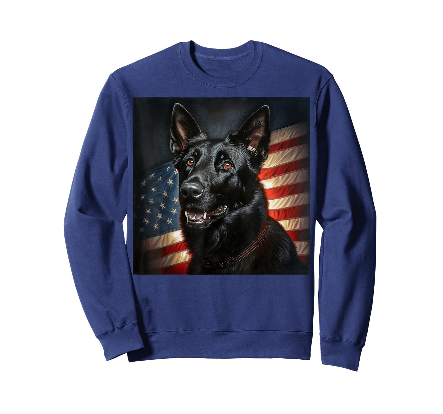 Black German Shepherd Awesome Patriotic USA Flag Portrait T-Shirt