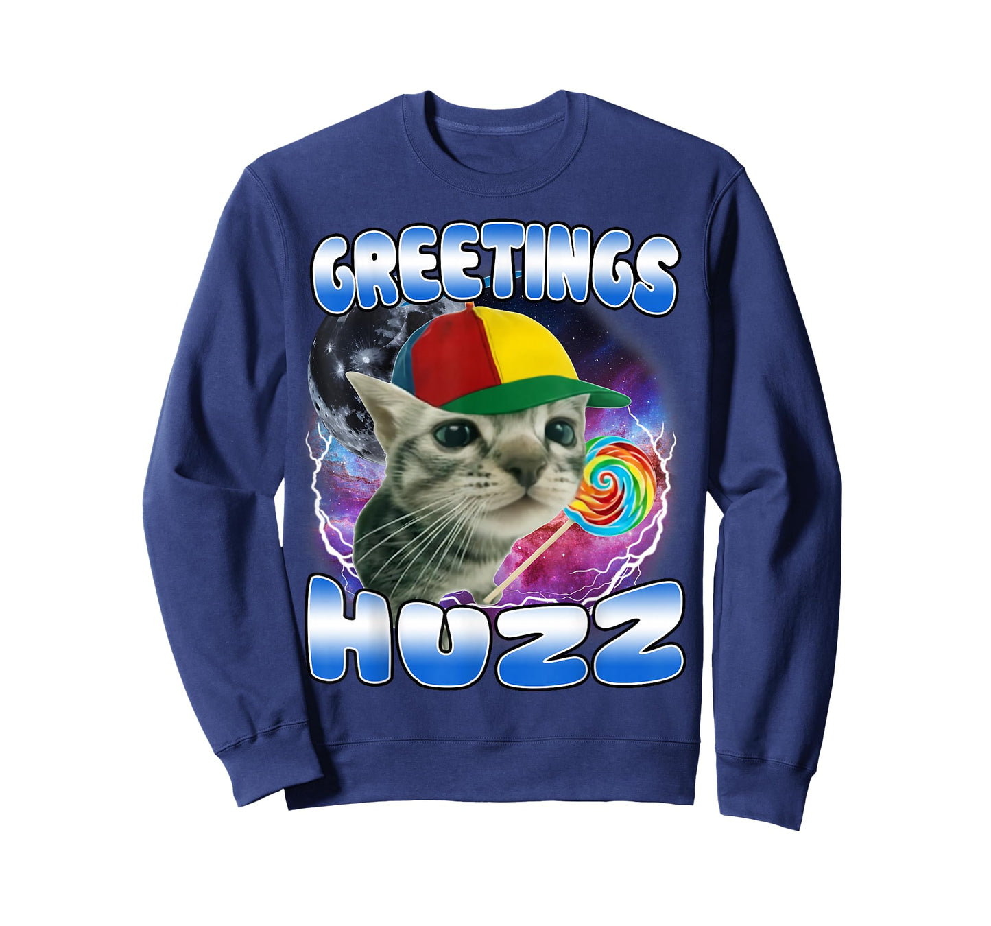 Lollipop Cat Meme Greetings Huzz Funny Silly Cats Brainrot T-Shirt