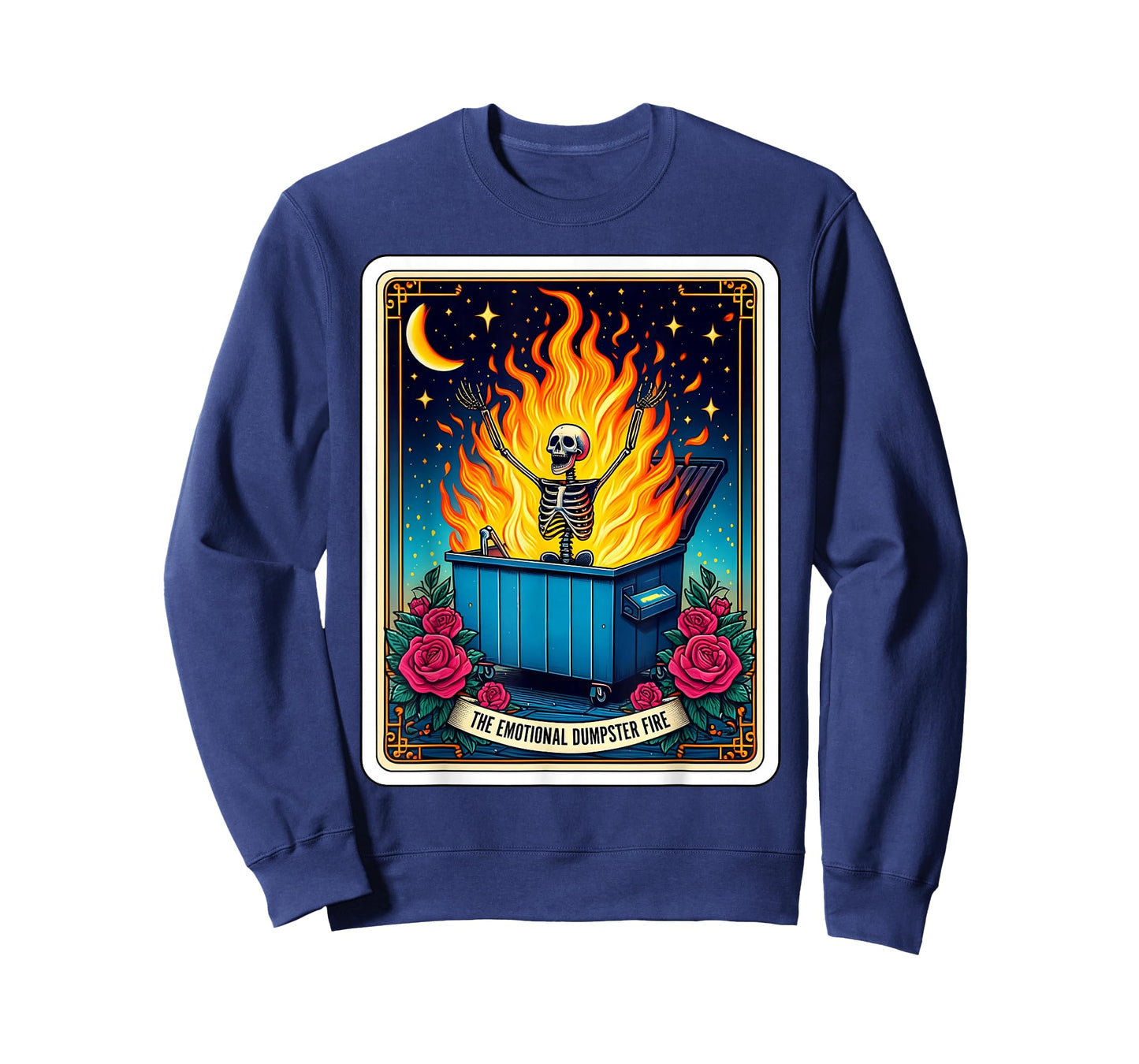 Emotional Dumpster Fire Funny Tarot Card Sarcastic Skeleton T-Shirt
