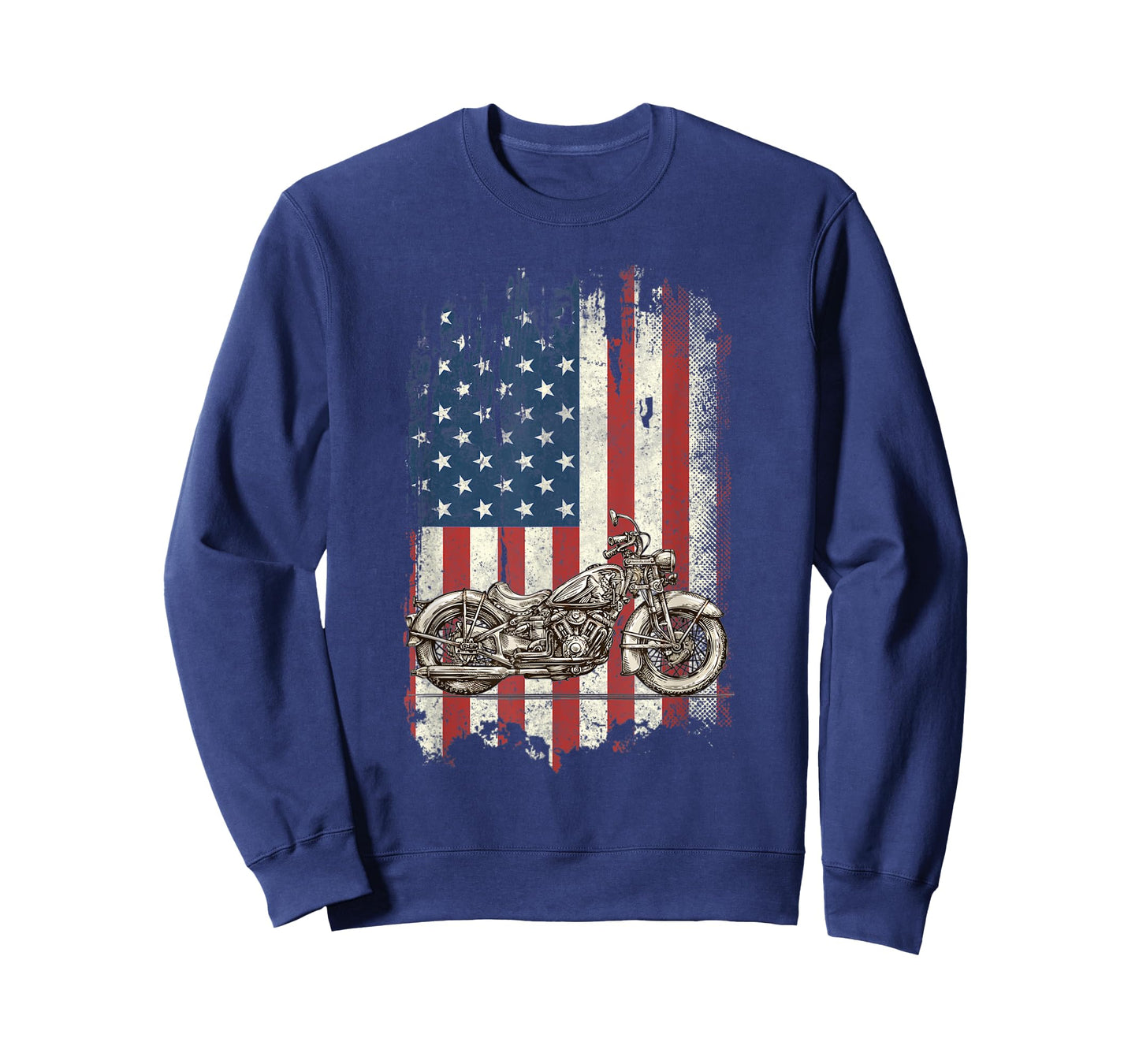 Motorcycle American Flag Distressed Vintage Biker Patriotic Women Kids Men T-Shirt