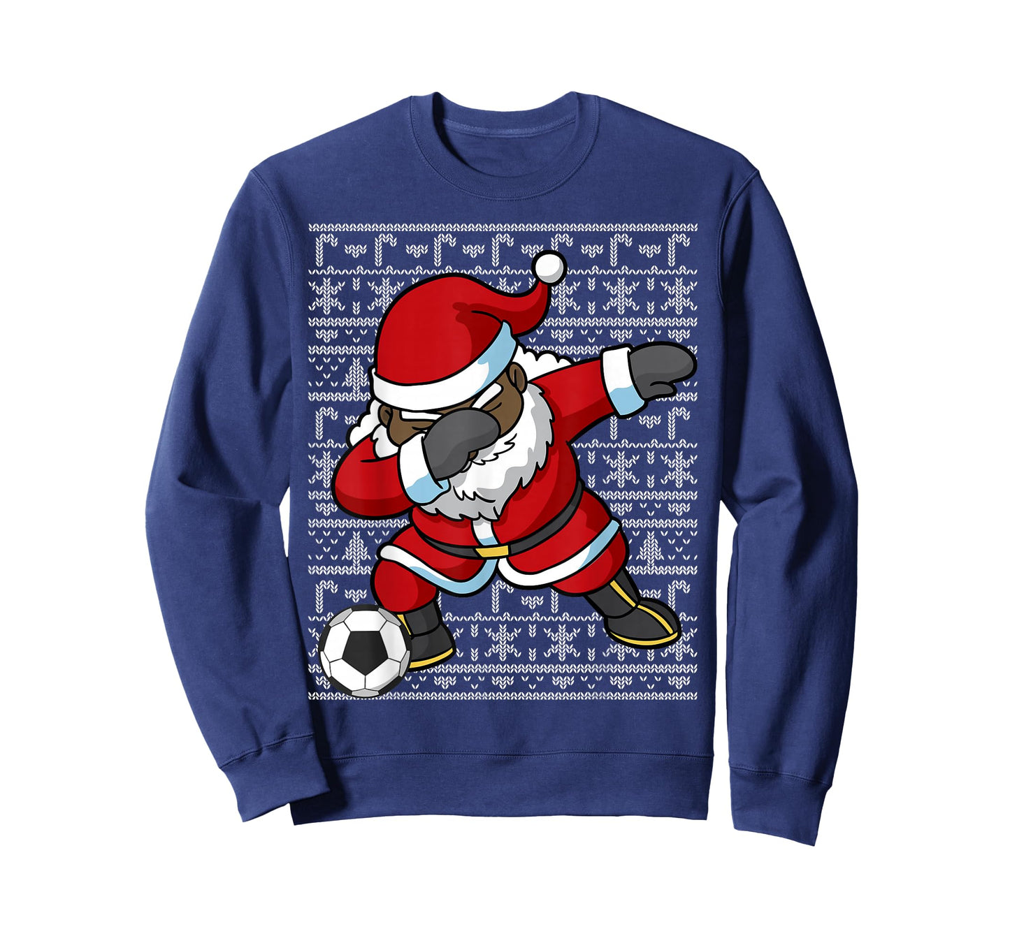Black African American Santa Claus Soccer Ugly Christmas T-Shirt