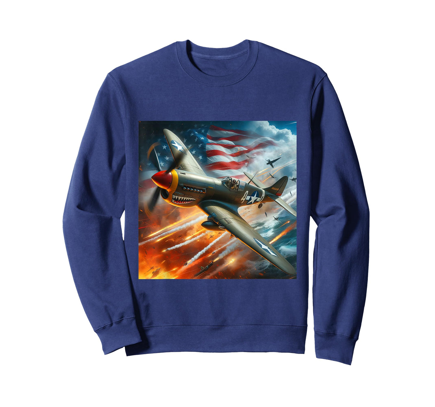 P-40 Warhawk | North American Aviation WW2 P40 US Flag T-Shirt