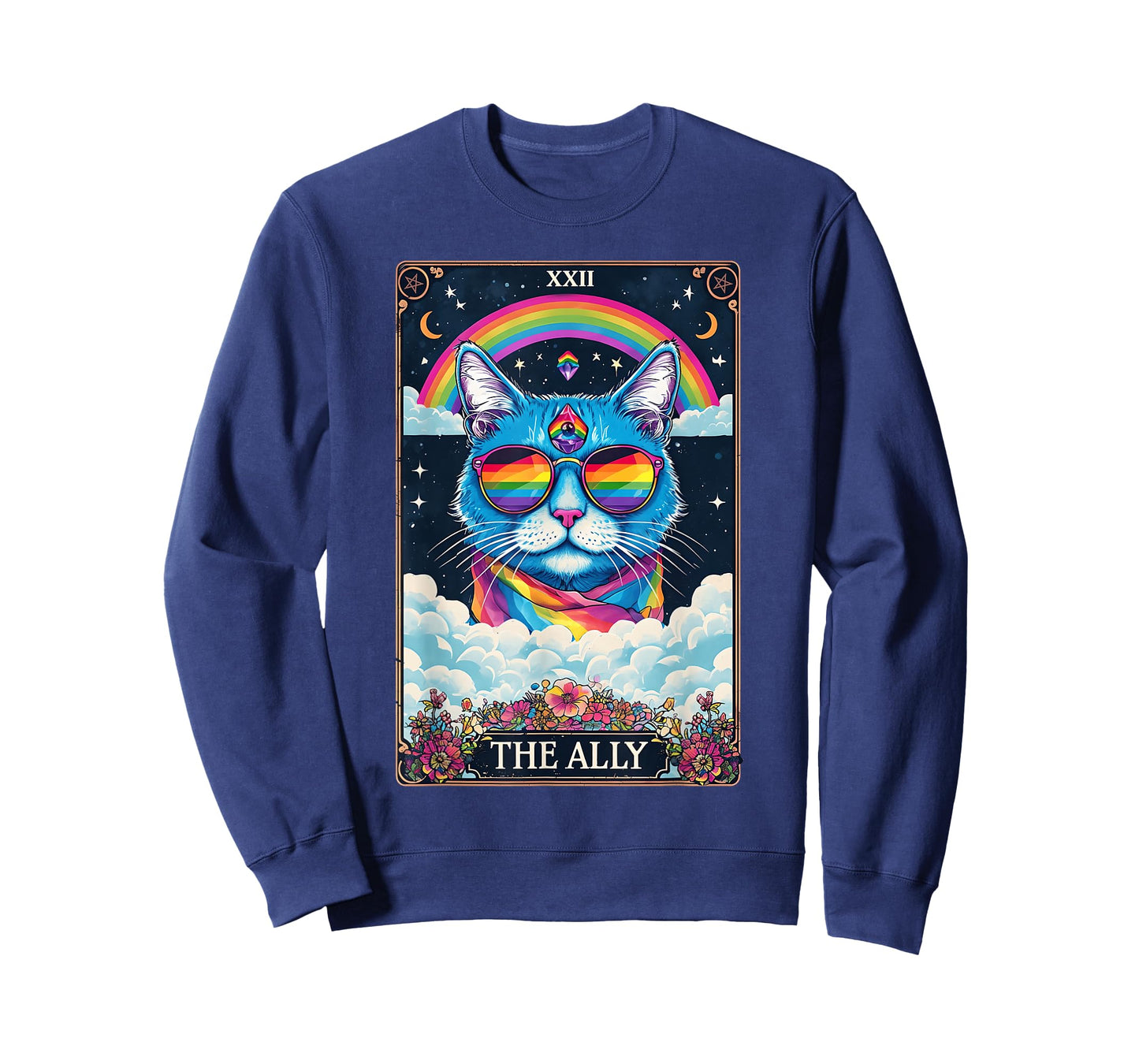 Tarot Card Funny Ally Cat Pride Sunglasses Gay Pride LGBTQ T-Shirt