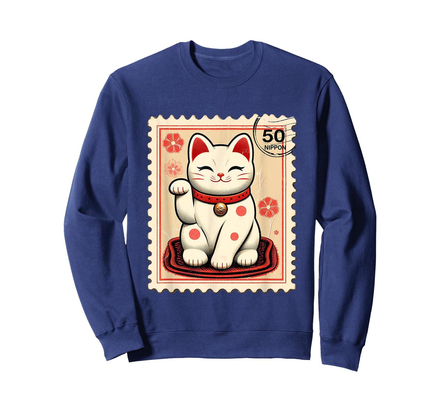 Maneki Neko Japanese Kawaii Lucky Cat Stamp Retro Aesthetic T-Shirt