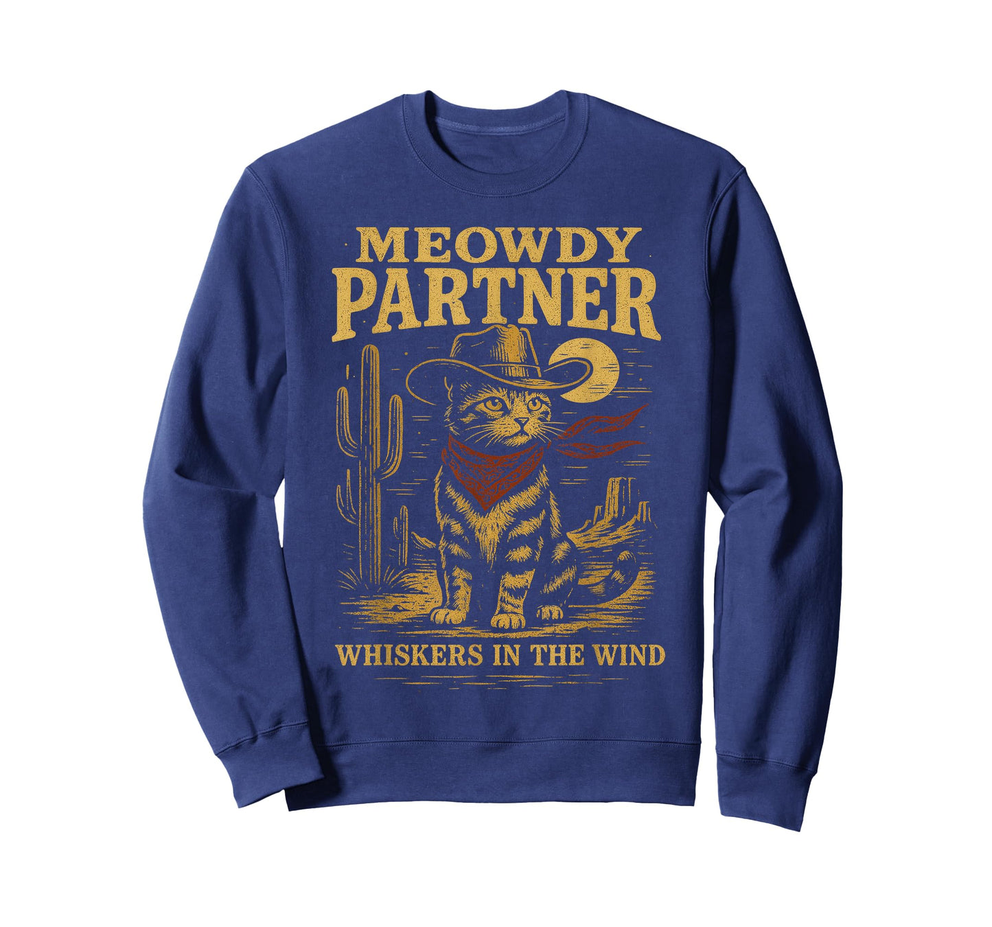 Meowdy Partner Funny Country Side Cat Hat Vintage Cowboy Cat T-Shirt