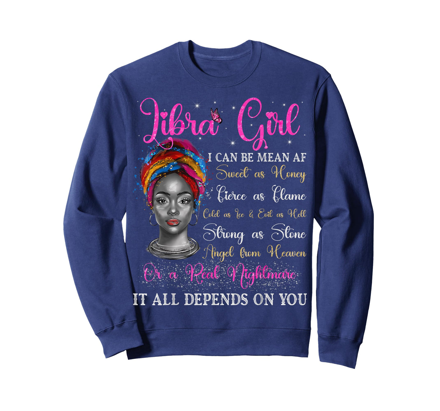 Libra Girl Black Queen Zodiac Birthday Afro Natural Woman T-Shirt