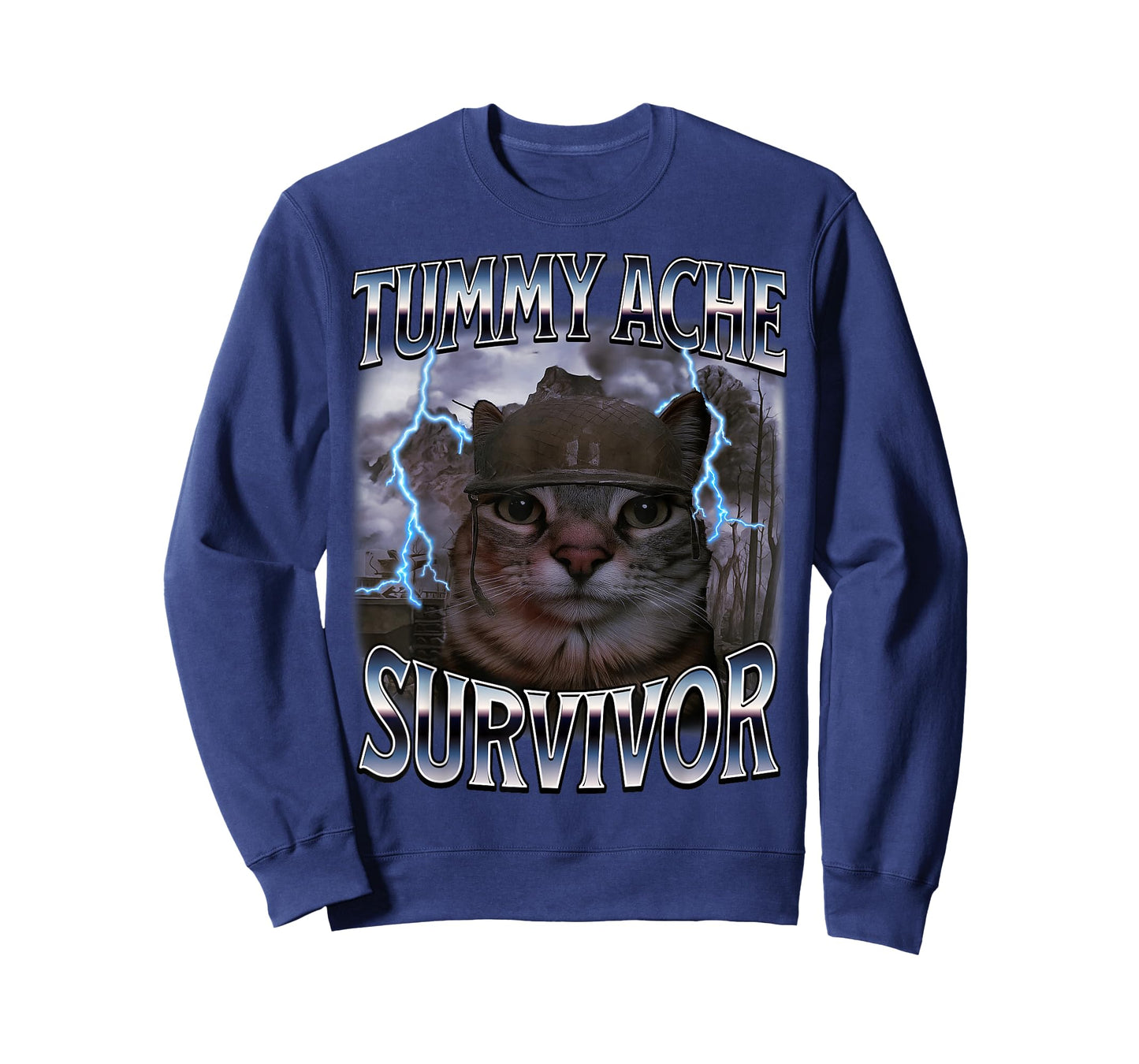 I Survived Today's Tummy Ache Funny Silly Cat Meme T-Shirt
