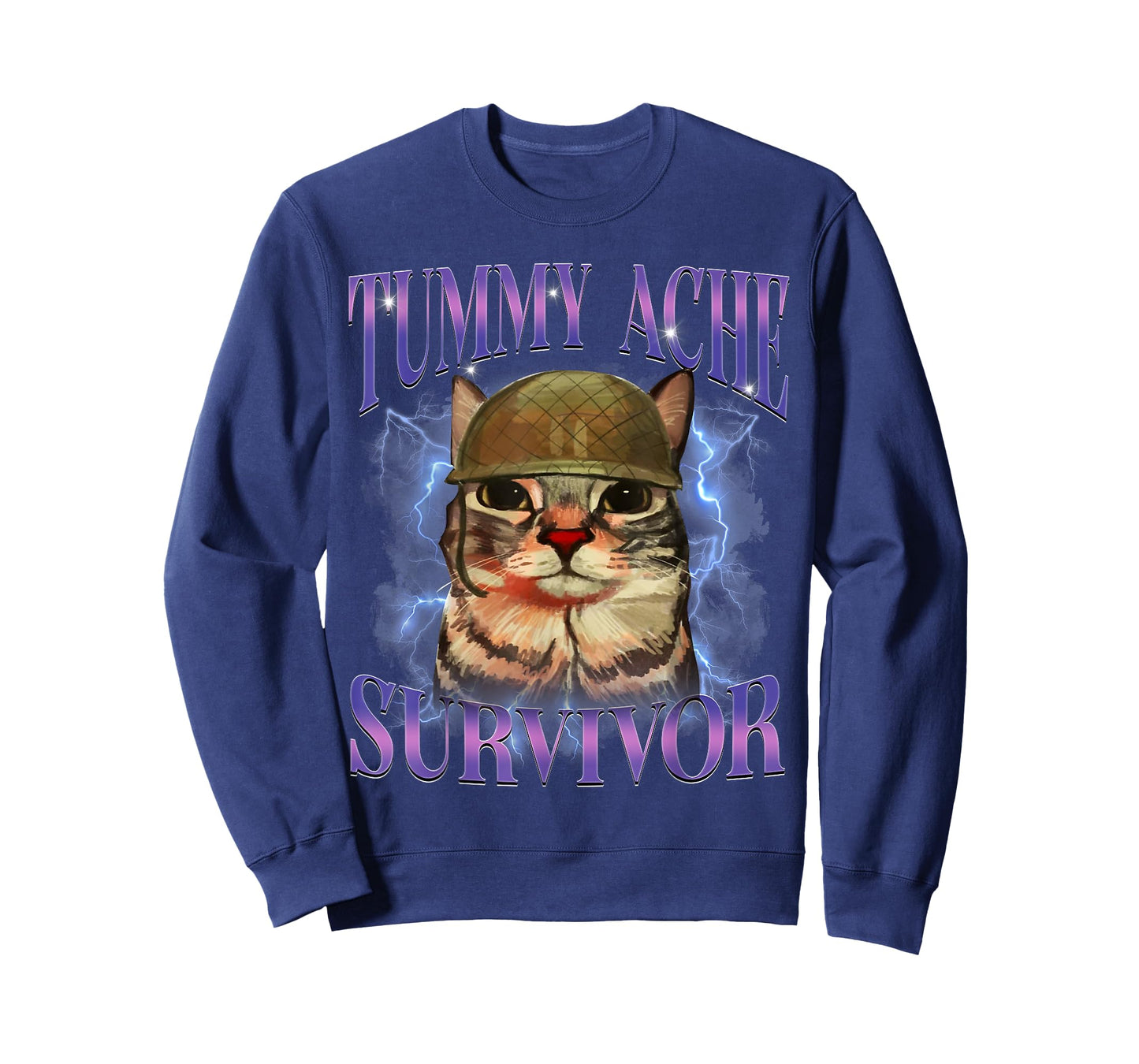 Funny Cat Meme Tummy Ache Survivor Sarcasm Humor Cats Saying T-Shirt for Men Women