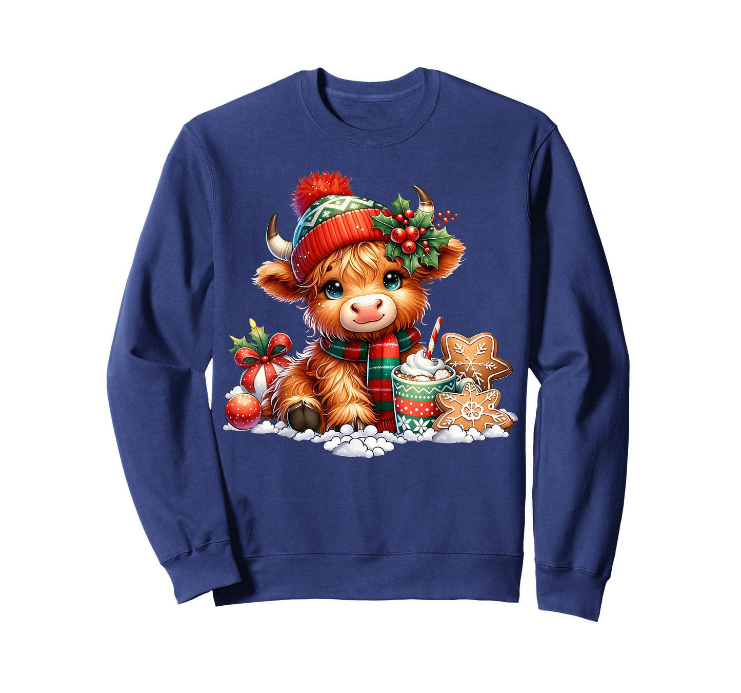 Christmas Highland Cow Cute Heifer Cow Santa Hat Mooey Xmas T-Shirt