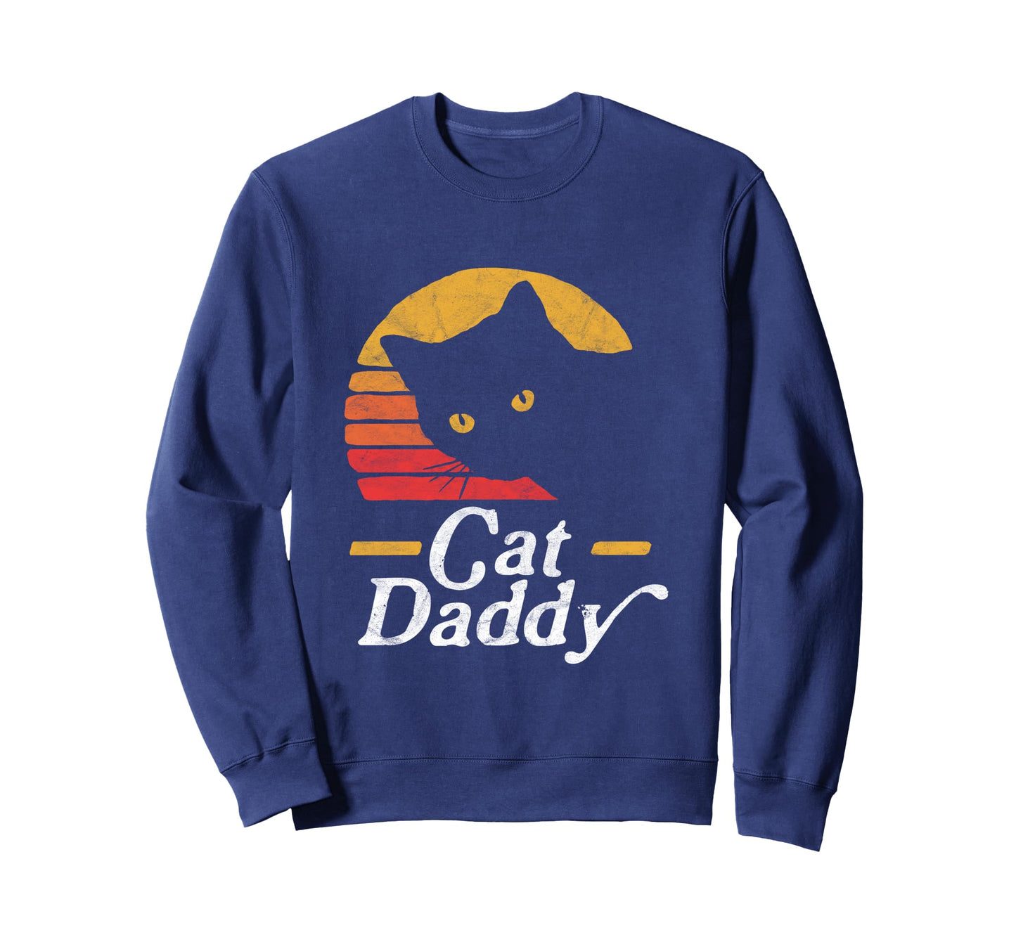 Cat Daddy Vintage Eighties Style Cat Retro Distressed Long Sleeve T-Shirt