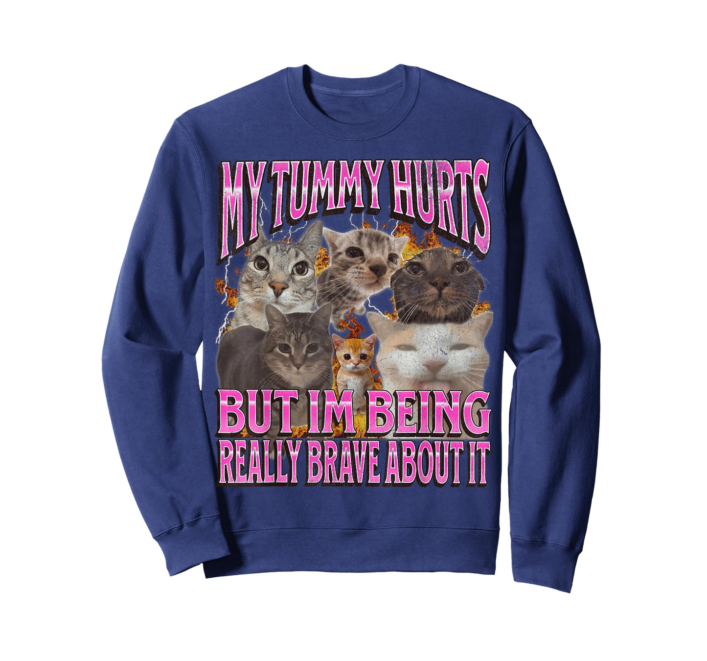 My Tummy Hurts Funny Cat Meme Bootleg Graphic T-Shirt