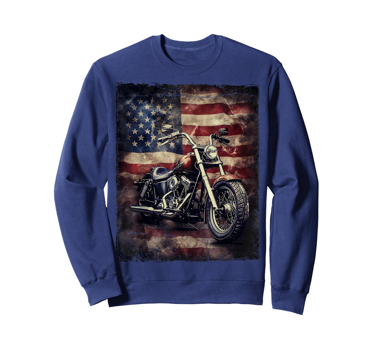 Vintage Motorcycle USA Flag Retro Biker American T-Shirt