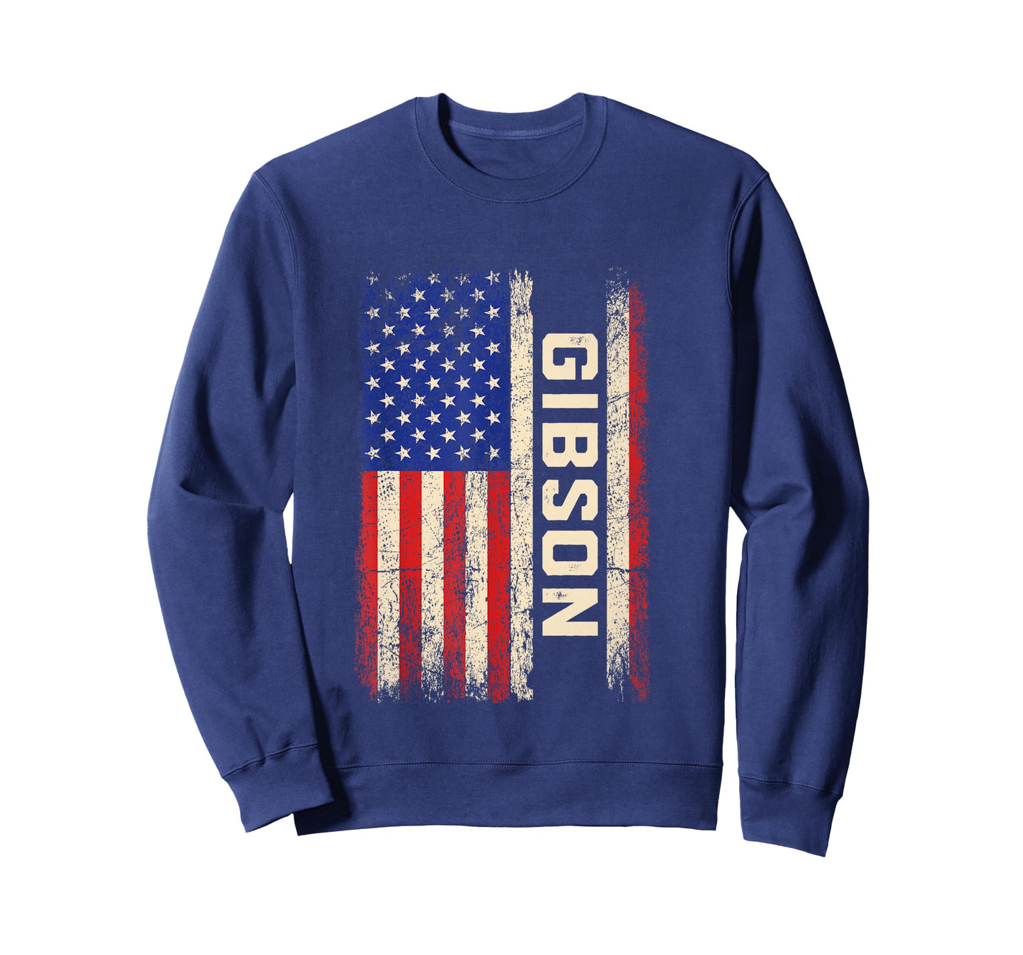Gibson Last Name Shirt Gibson Name American Flag Long Sleeve T-Shirt