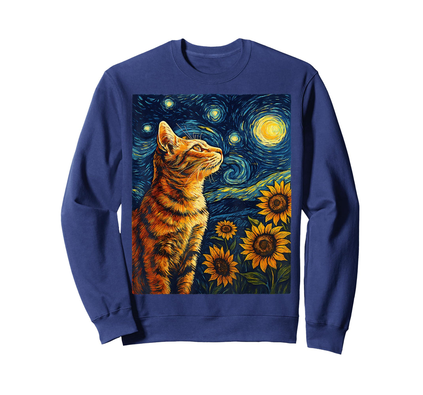 Van Gogh Starry Night Cat Shirt Van Gogh Cat Painting T-Shirt