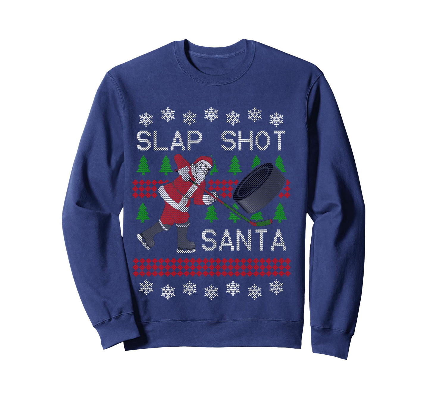 Funny Santa Hockey Ugly Christmas Sweater TShirt - Santa Tee Long Sleeve T-Shirt