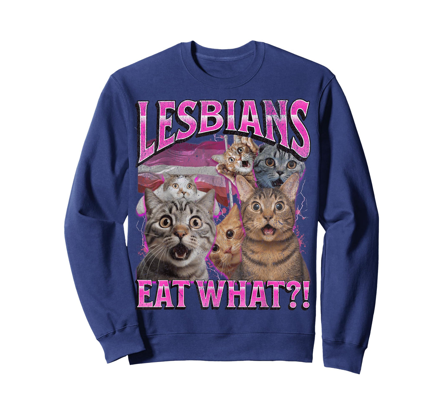 MildlyPerturbed Lesbians Eat What?! Funny Cat Gay Pride LGBTQ Pun Bootleg T-Shirt